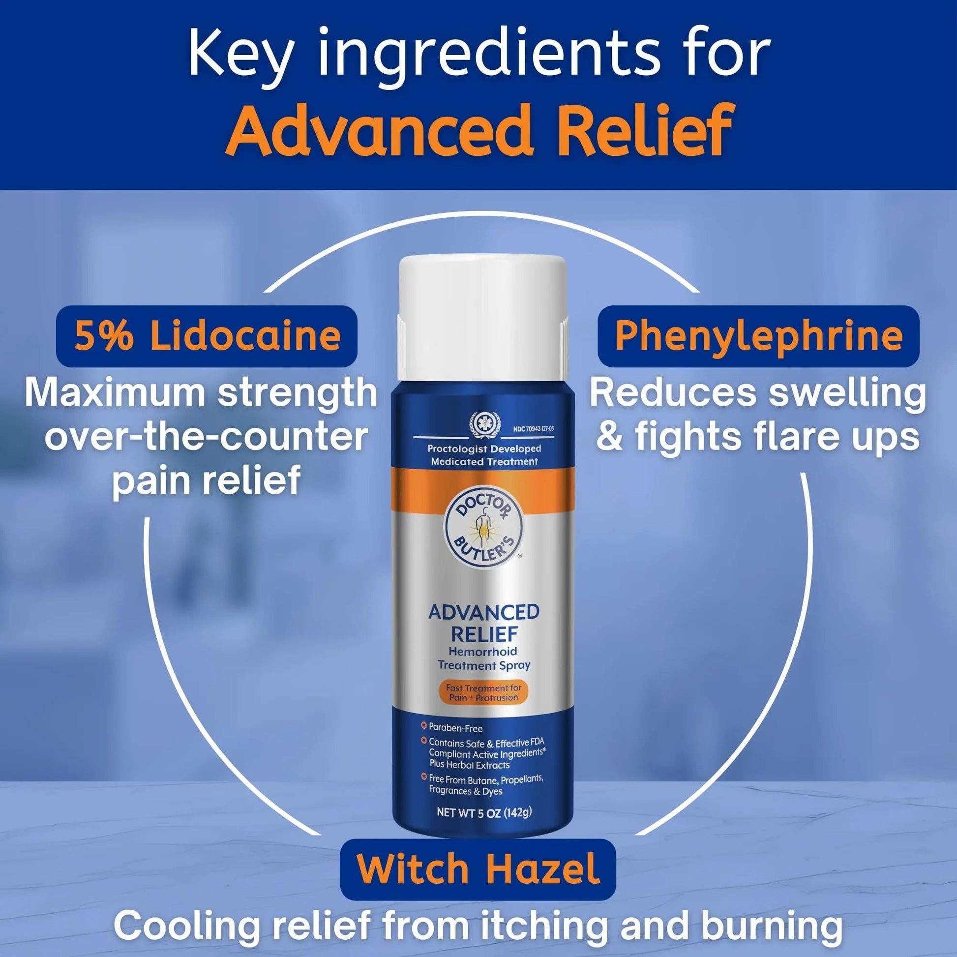 Doctor Butler's Advanced Relief Hemorrhoid Spray – Advanced Relief Hemorrhoid Treatment Spray with Witch Hazel to Help with Sensitive Skin, Itch Relief, and Swelling Relief* (5oz) Doctor Butler's buy supplements canada