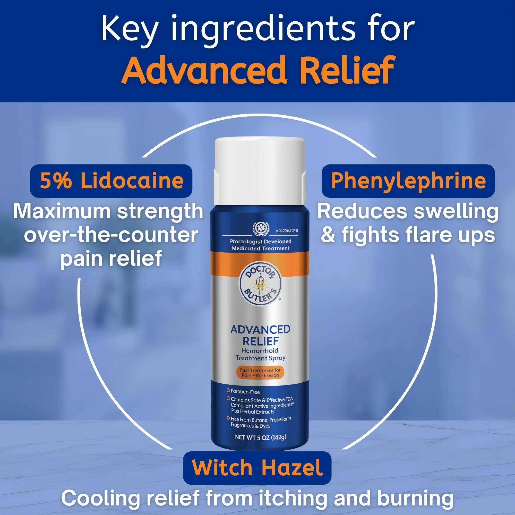 Doctor Butler's Advanced Relief Hemorrhoid Spray – Advanced Relief Hemorrhoid Treatment Spray with Witch Hazel to Help with Sensitive Skin, Itch Relief, and Swelling Relief* (5oz) Doctor Butler's buy supplements canada