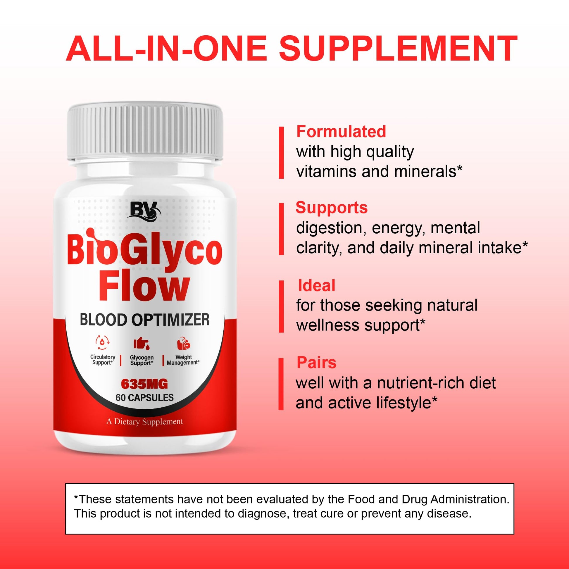 BioGlyco Flow Advanced Daily Multivitamin Health Support and All Natural Wellness Supplement Formula, BioGlyco Flow Premium Health and Wellness Support Formula Supplement (1 Pack - 60 Capsules) BLUE VIBE buy supplements canada