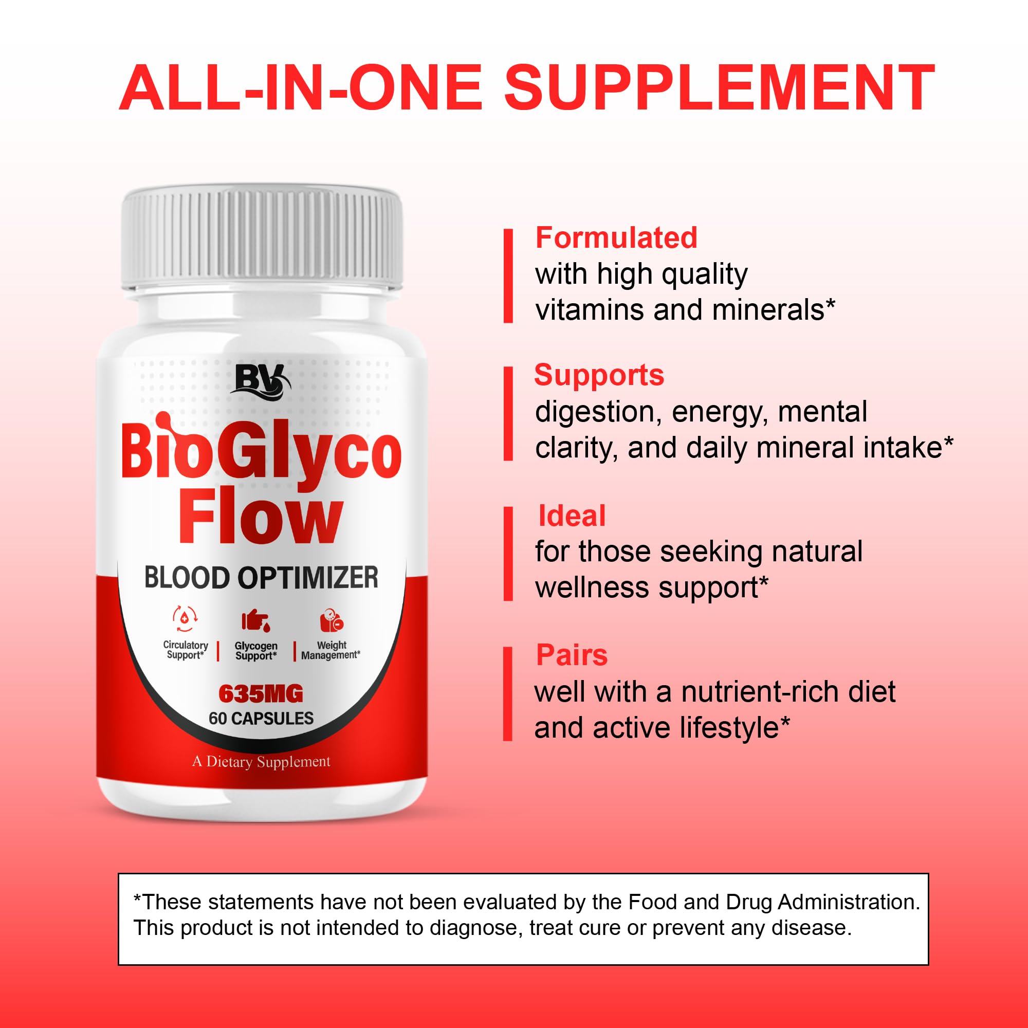 BioGlyco Flow Advanced Daily Multivitamin Health Support and All Natural Wellness Supplement Formula, BioGlyco Flow Premium Health and Wellness Support Formula Supplement (1 Pack - 60 Capsules) BLUE VIBE buy supplements canada