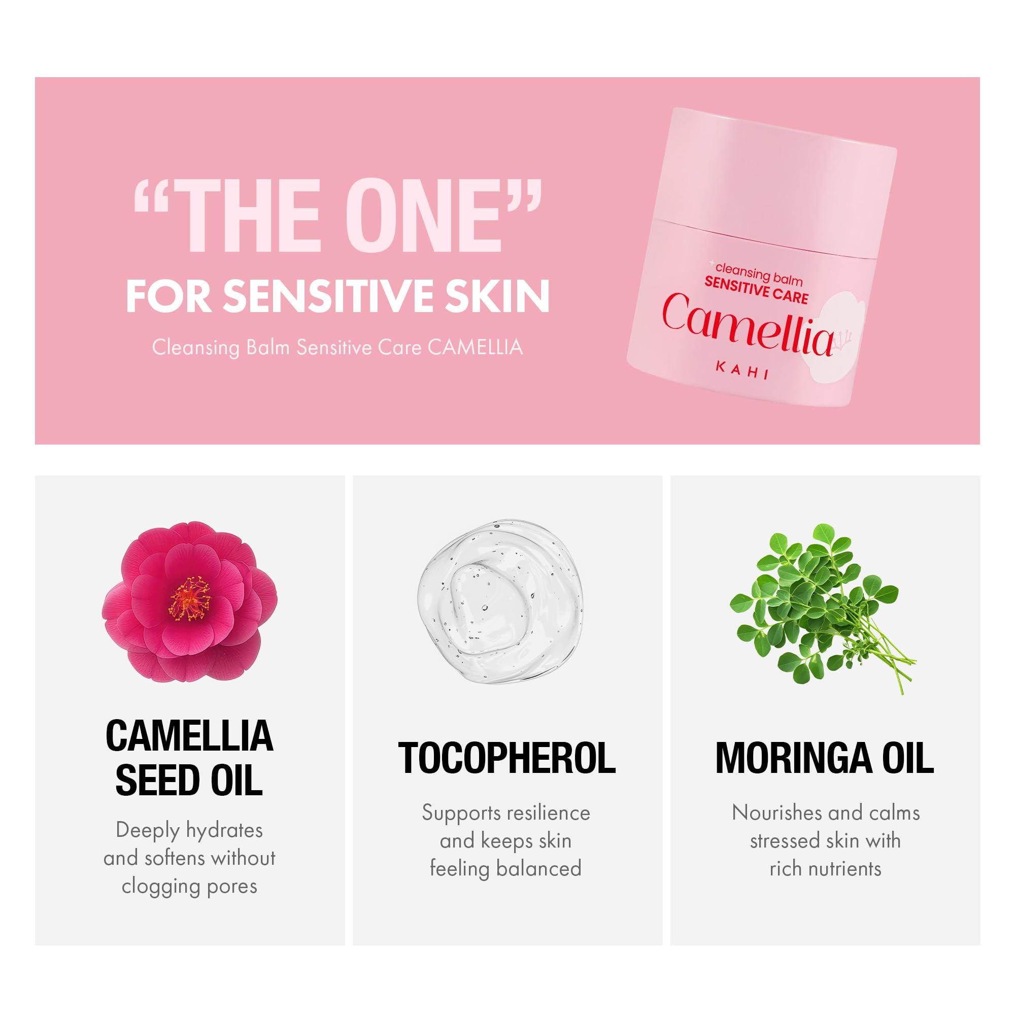 KAHI Cleansing Balm Sensitive Care Camellia - Gentle Makeup Remover Balm with Camellia Seed Oil & Vitamin E - Korean Skincare with Only 10 Ingredients 1.69 oz KAHI buy supplements canada