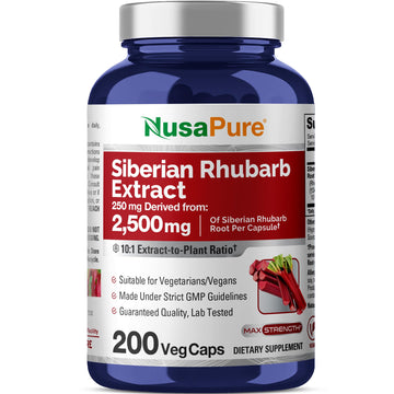 NusaPure Siberian Rhubarb 10:1 Extract, 250 mg Equivalent to 2,500mg - 200 Veggie Capsules (Vegetarian, Non-GMO, Vegan) NusaPure buy supplements canada