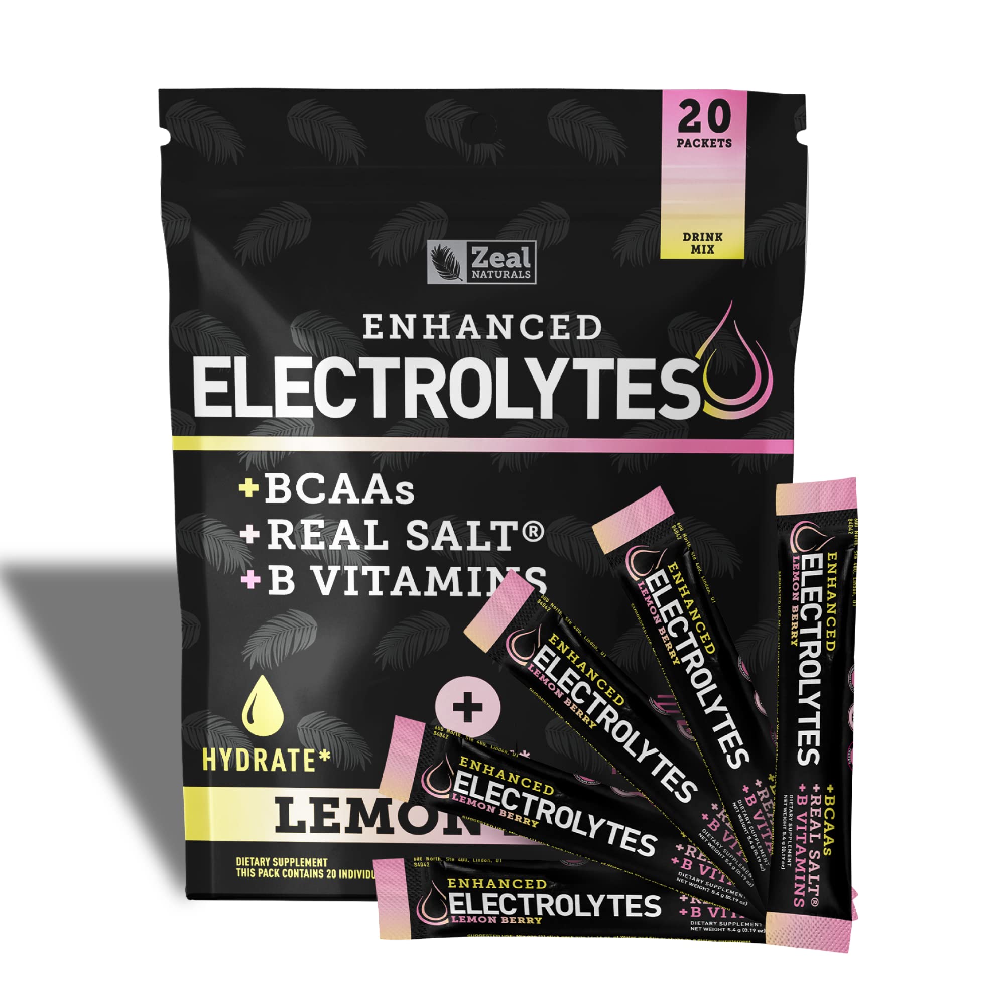 Enhanced Powder Stick Packs (Lemon Berry - 20 Packets) Sugar Free + BCAA B-Vitamins Zeal Naturals buy supplements canada