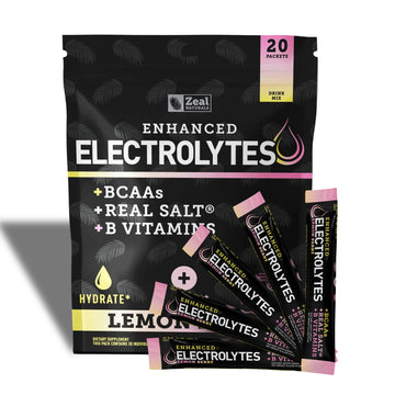 Enhanced Powder Stick Packs (Lemon Berry - 20 Packets) Sugar Free + BCAA B-Vitamins Zeal Naturals buy supplements canada