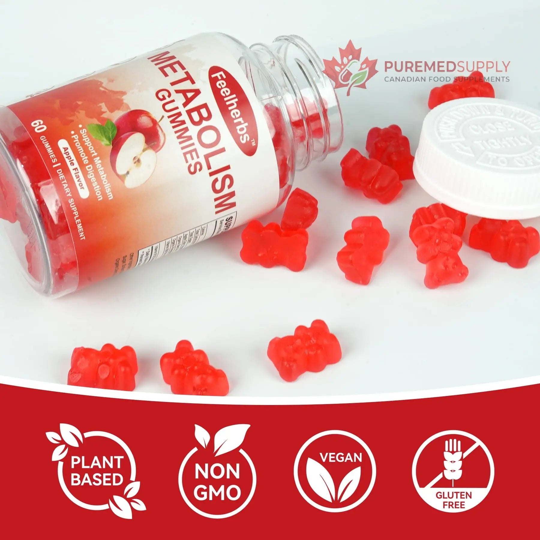 Feelherbs Metabolism Gummies for Women and Men Digestion & Energy, 60 Count Apple Cider Vinegar Gummies with Vitamin B12 & Beet Root, Chewable Keto ACV Vitamin for Metabolism & Detox Cleanse Feelherbs buy supplements canada