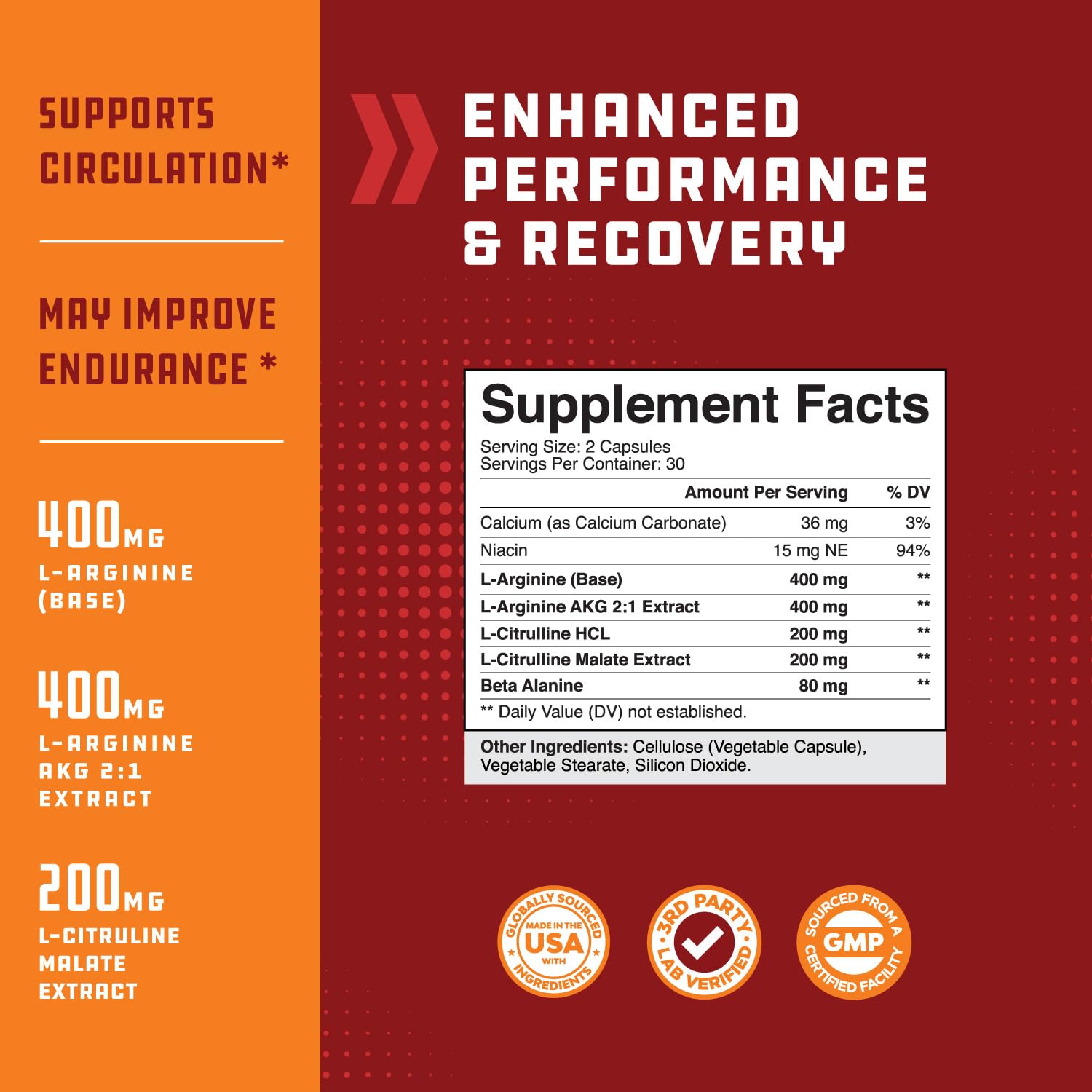 Nitric Oxide Support Pills - Natural Workout Supplement & Exercise Enhancer - Boost Energy Natures Craft buy supplements canada