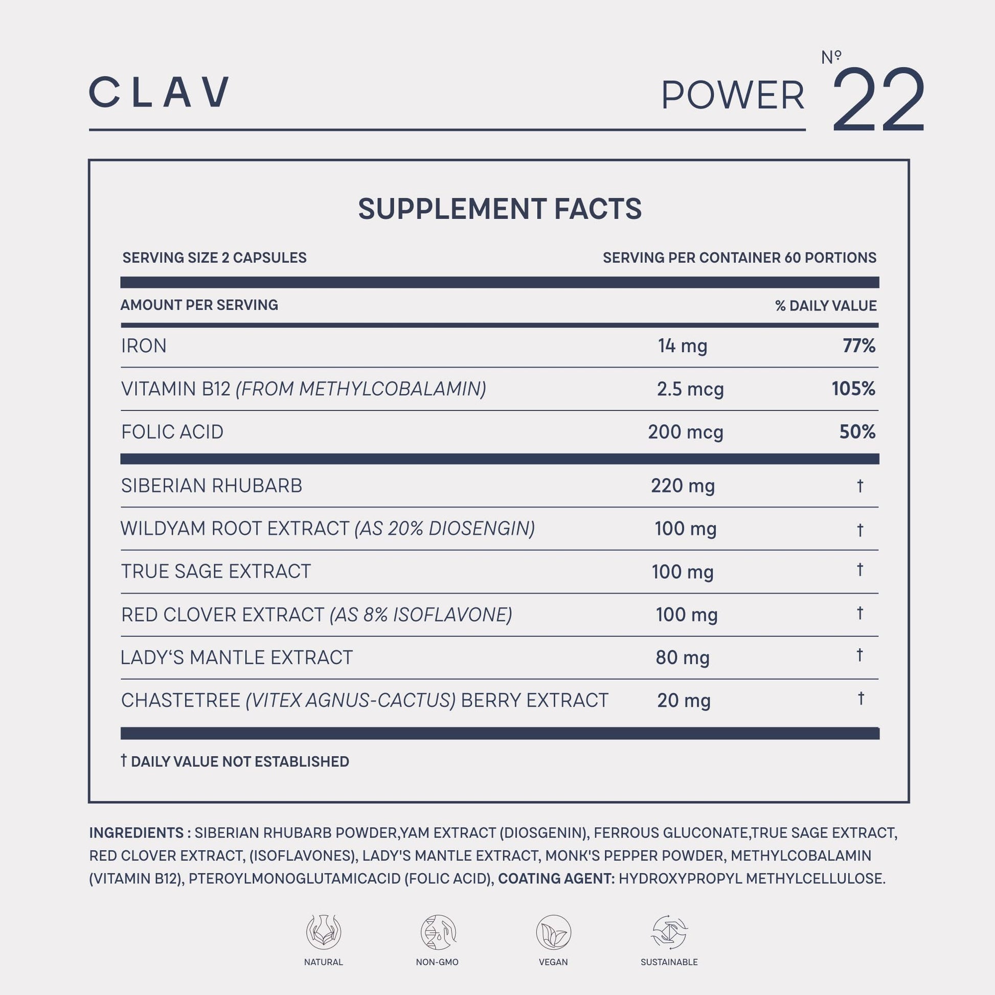 CLAV® Natural Hormone Balance for Women - PMS Relief with Siberian Rhubarb, Wild Yam & Vitex Berry - Vegan Menstrual Regulator Supplement - 120 Capsules CLAV buy supplements canada