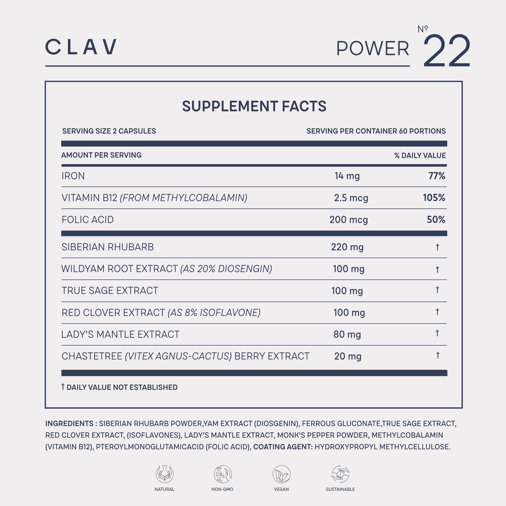 CLAV® Natural Hormone Balance for Women - PMS Relief with Siberian Rhubarb, Wild Yam & Vitex Berry - Vegan Menstrual Regulator Supplement - 120 Capsules CLAV buy supplements canada