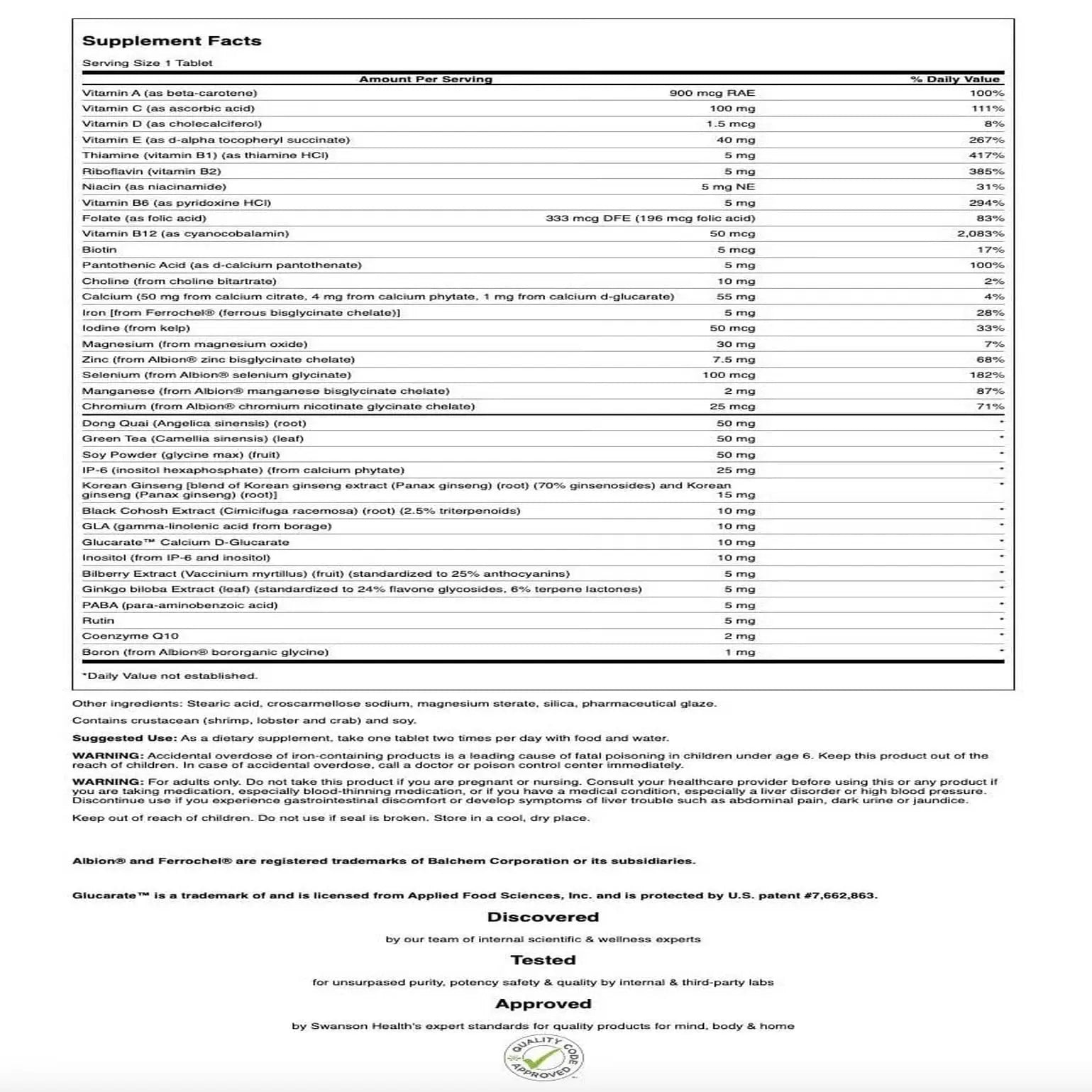 Swanson Multi Women's Prime Multivitamin Multimineral Energy Immune Hormone Balance Wellbeing Health Supplement 90 Tablets (Tabs) Swanson buy supplements canada