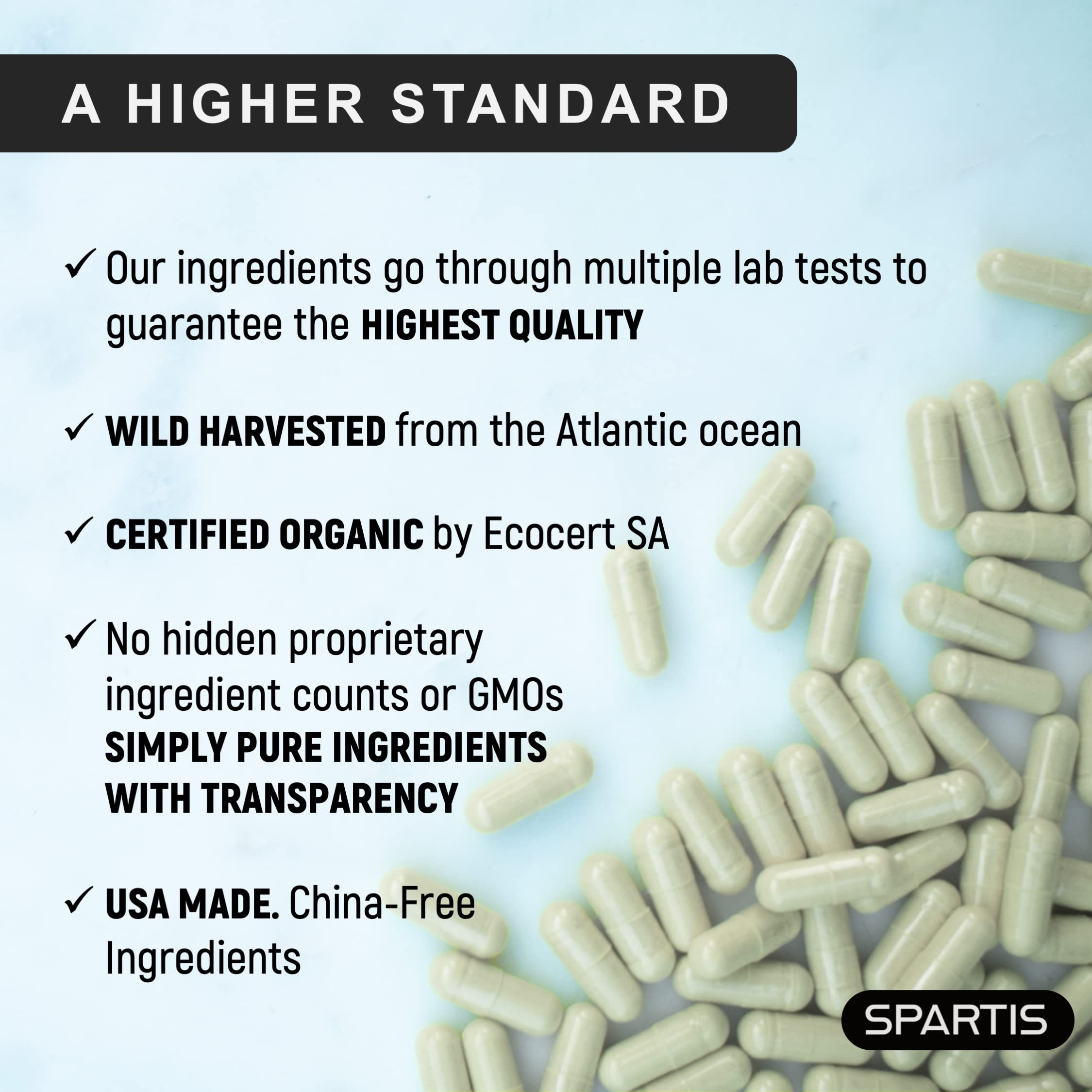 Certified Organic Sea Moss Capsules 2250mg Wildcrafted Irish Sea Moss Burdock Root SPARTIS buy supplements canada
