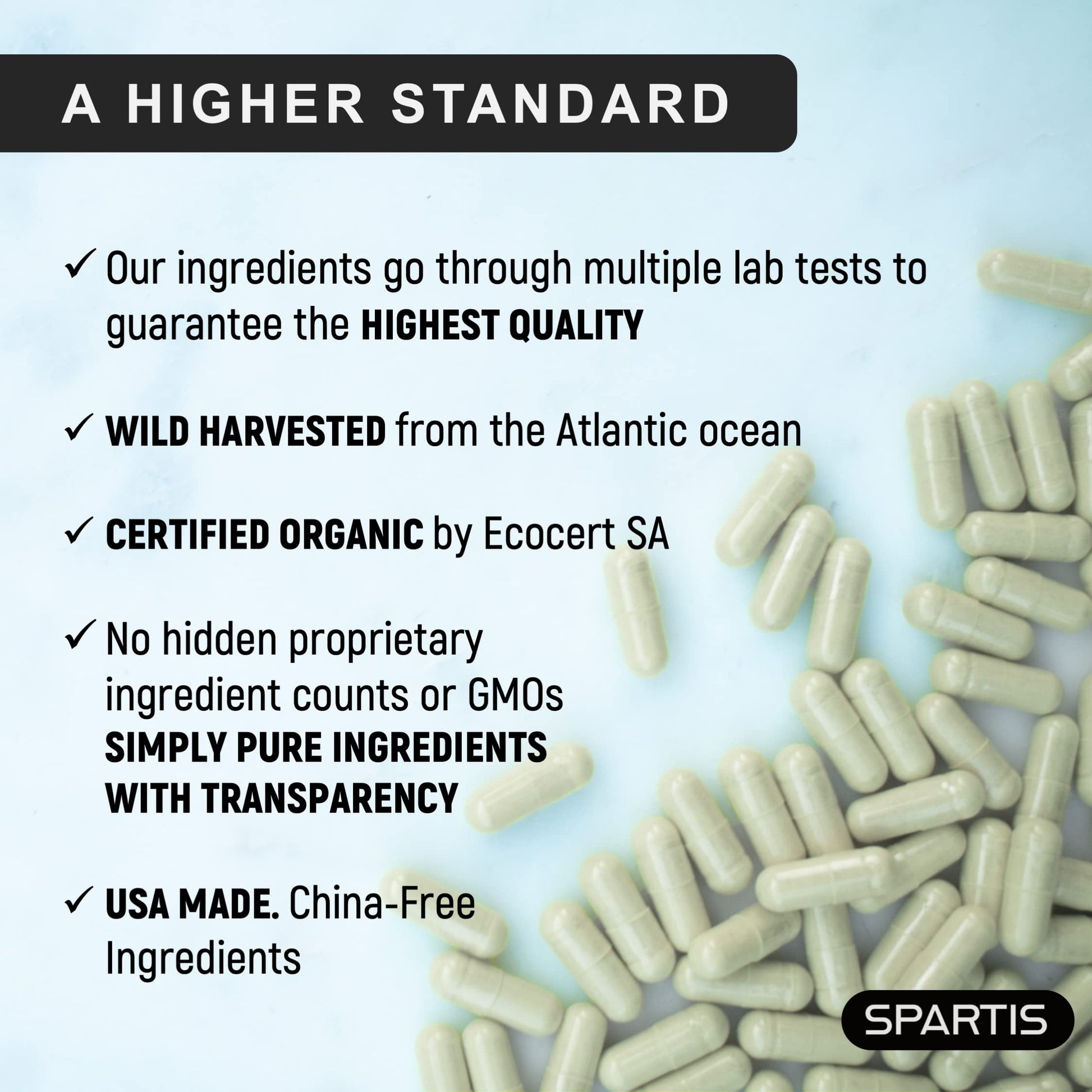 SPARTIS Certified Organic Sea Moss Capsules 2250mg Wildcrafted Irish Sea Moss Burdock Root Bladderwrack Supplement Raw Seamoss Pills & Powder (Pack of 1 at 180-Caps) SPARTIS buy supplements canada