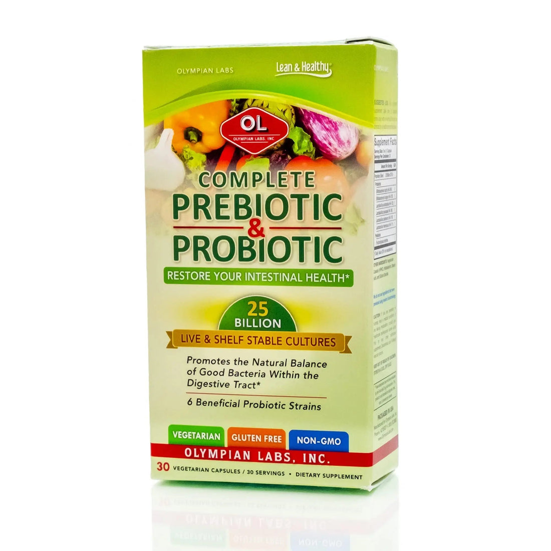 Olympian Labs Complete Prebiotic and Probiotic Supplement - 25 Billion Live Shelf Stable Cultures - 30 Vegetarian Capsules Olympian Labs buy supplements canada