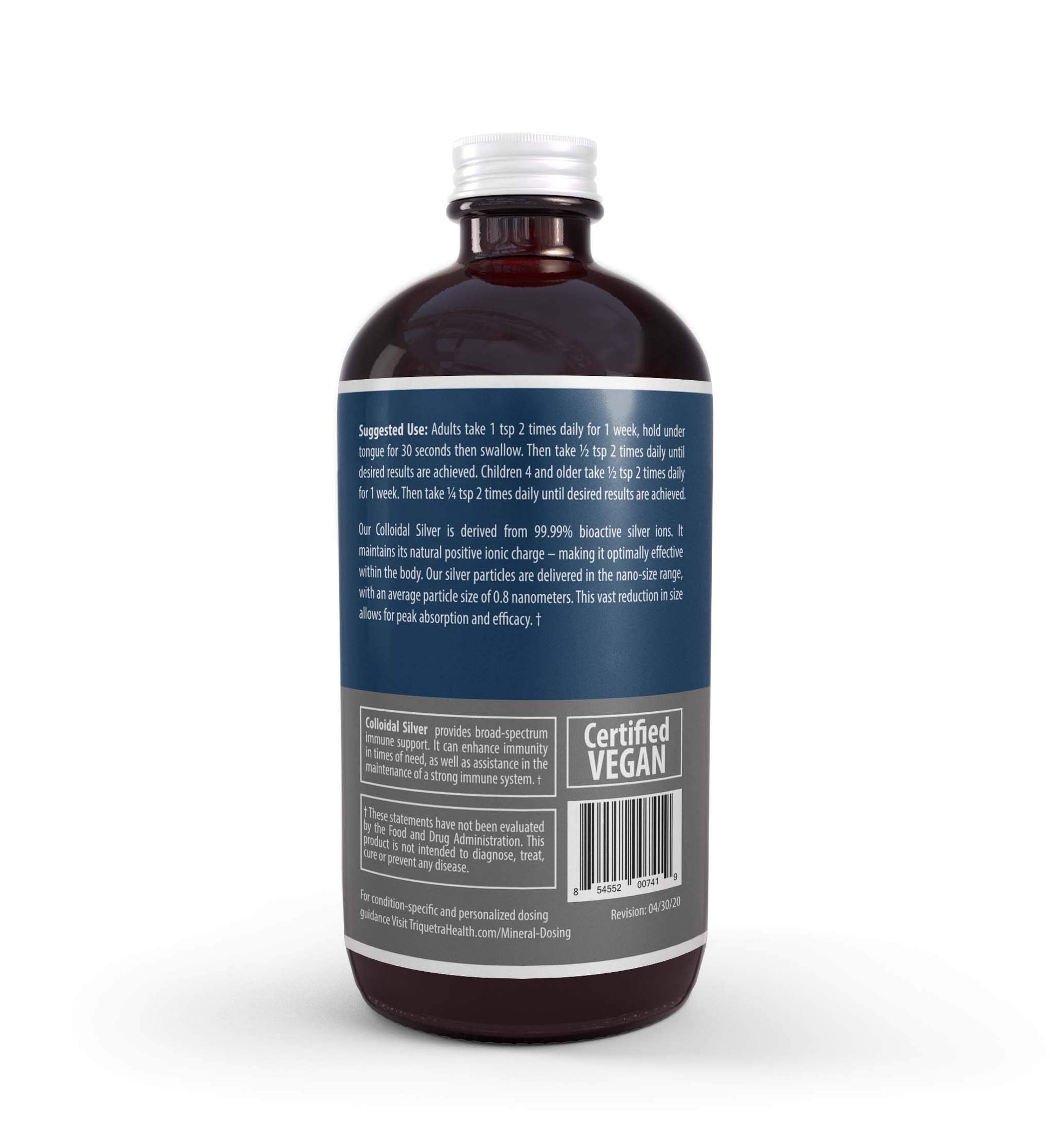 Bioactive Colloidal Silver - 8 oz, Glass Bottle, Vegan, Safe Doses with Highest Effectiveness - Nano Ions, 30 PPM - Immune Support (48 Servings) Triquetra Health buy supplements canada