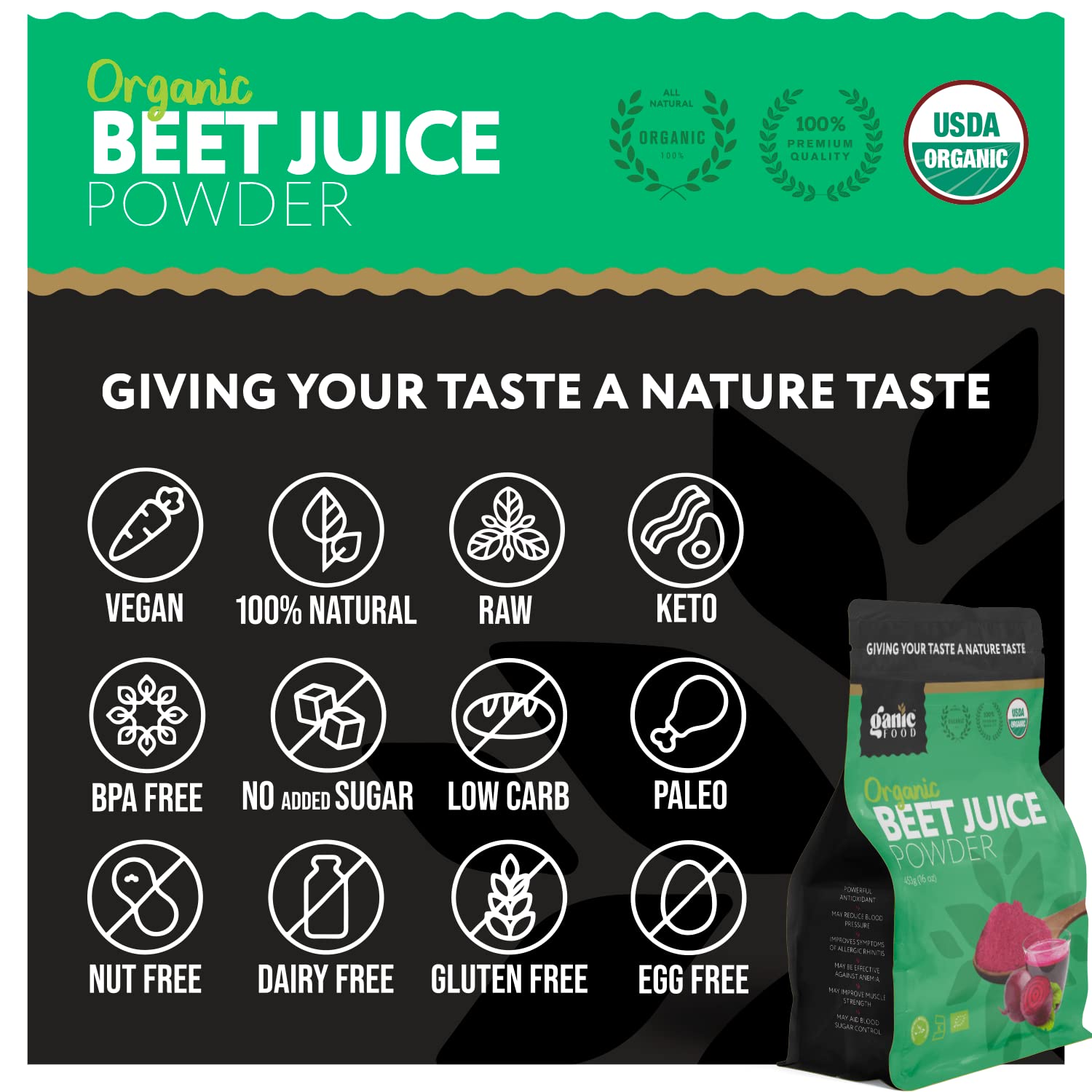 Ganic Food Organic Beet Root Juice Powder, 16 Ounces Ganic Food buy supplements canada