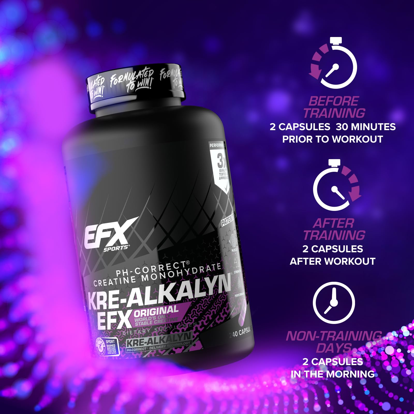 EFX Sports Kre-Alkalyn EFX | pH Correct Creatine Monohydrate Pill Supplement | Strength, Muscle Growth & Performance | 120 Servings, 240 Capsules EFX Sports buy supplements canada
