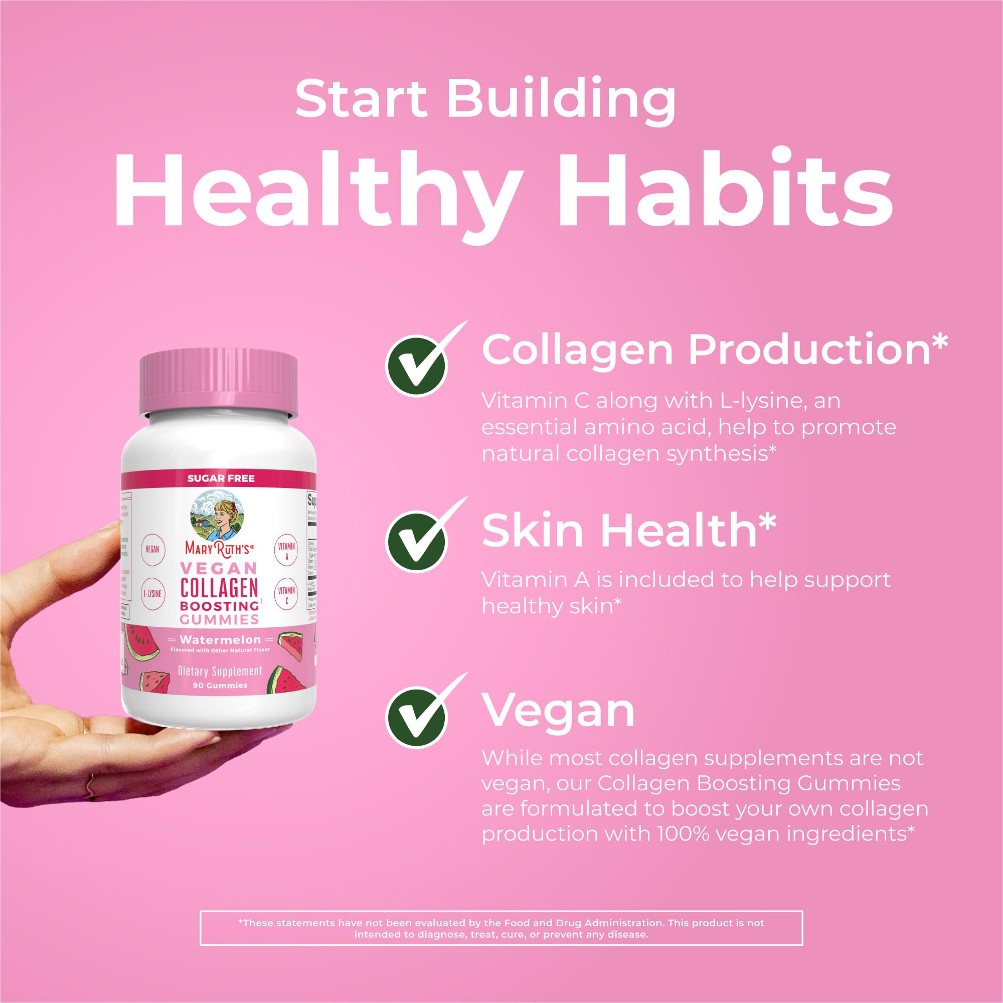 MaryRuth Organics Vegan Collagen for Women & Men, Collagen Boosting Gummies, Skin Care, Lysine, Vitamin C, Vitamin A, Amla, Supplement for Hair & Skin, Vegan, Non-GMO, Gluten Free, 90 Servings MARYRUTH'S buy supplements canada