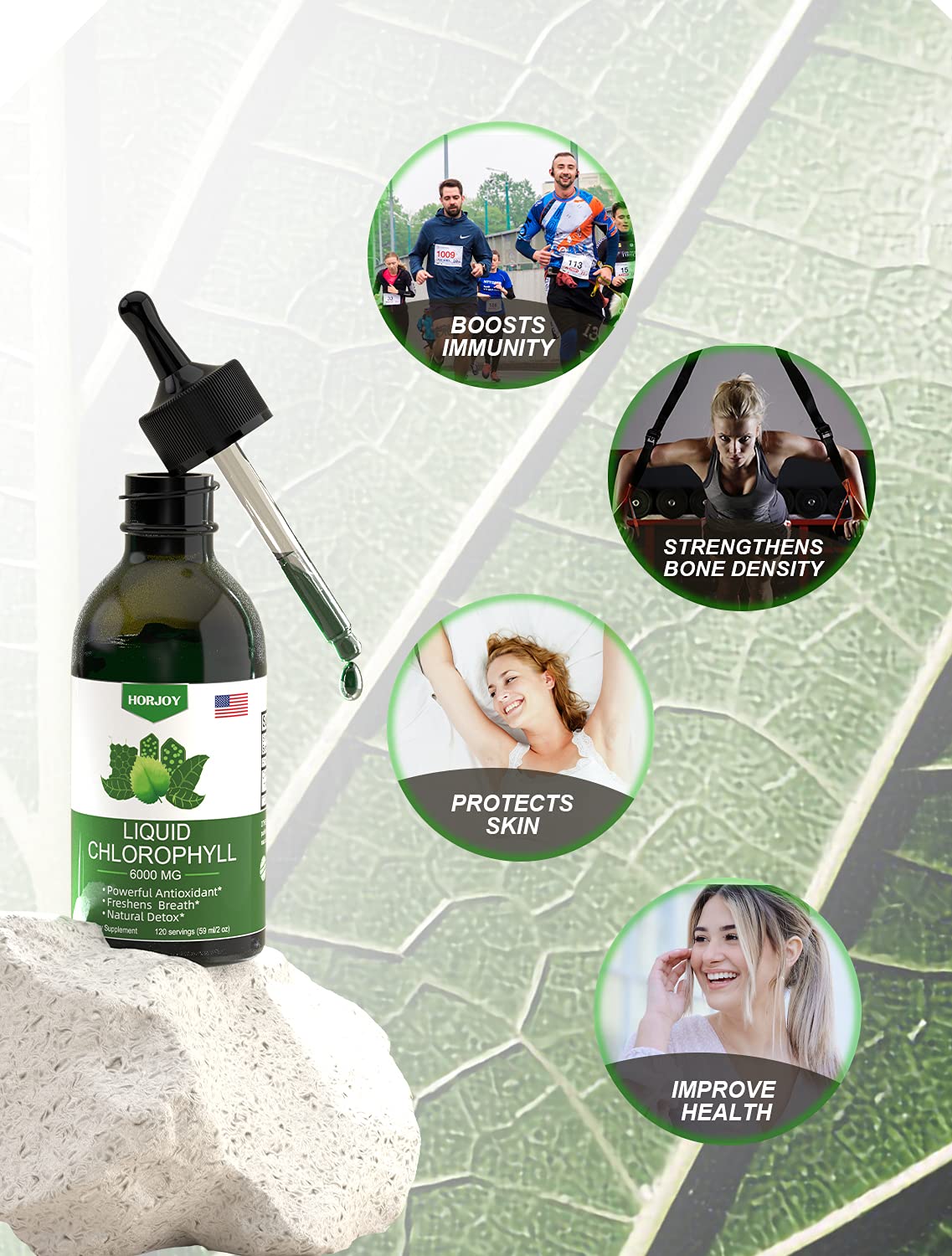 Chlorophyll Liquid Drops - 100% Natural Energy Booster and Immune Support - Internal Horjoy buy supplements canada
