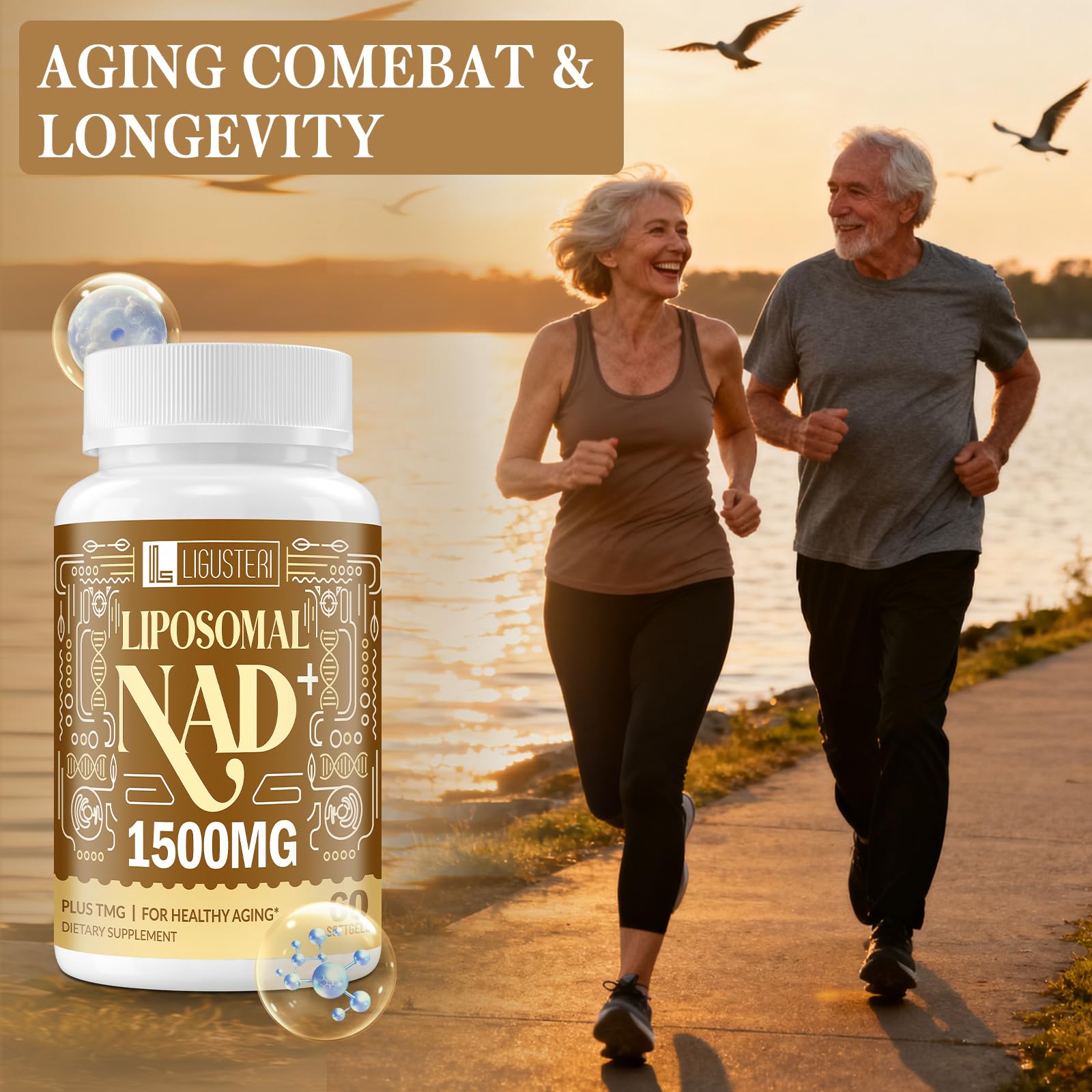 LIGUSTERI 1500 MG Liposomal NAD+, 98%+ Absorption, NAD+ Supplement for Women & Men with TMG, for Aging Defense, Cellular Energy, Heart & Brain Function, Longevity, 120 Softgels LIGUSTERI buy supplements canada