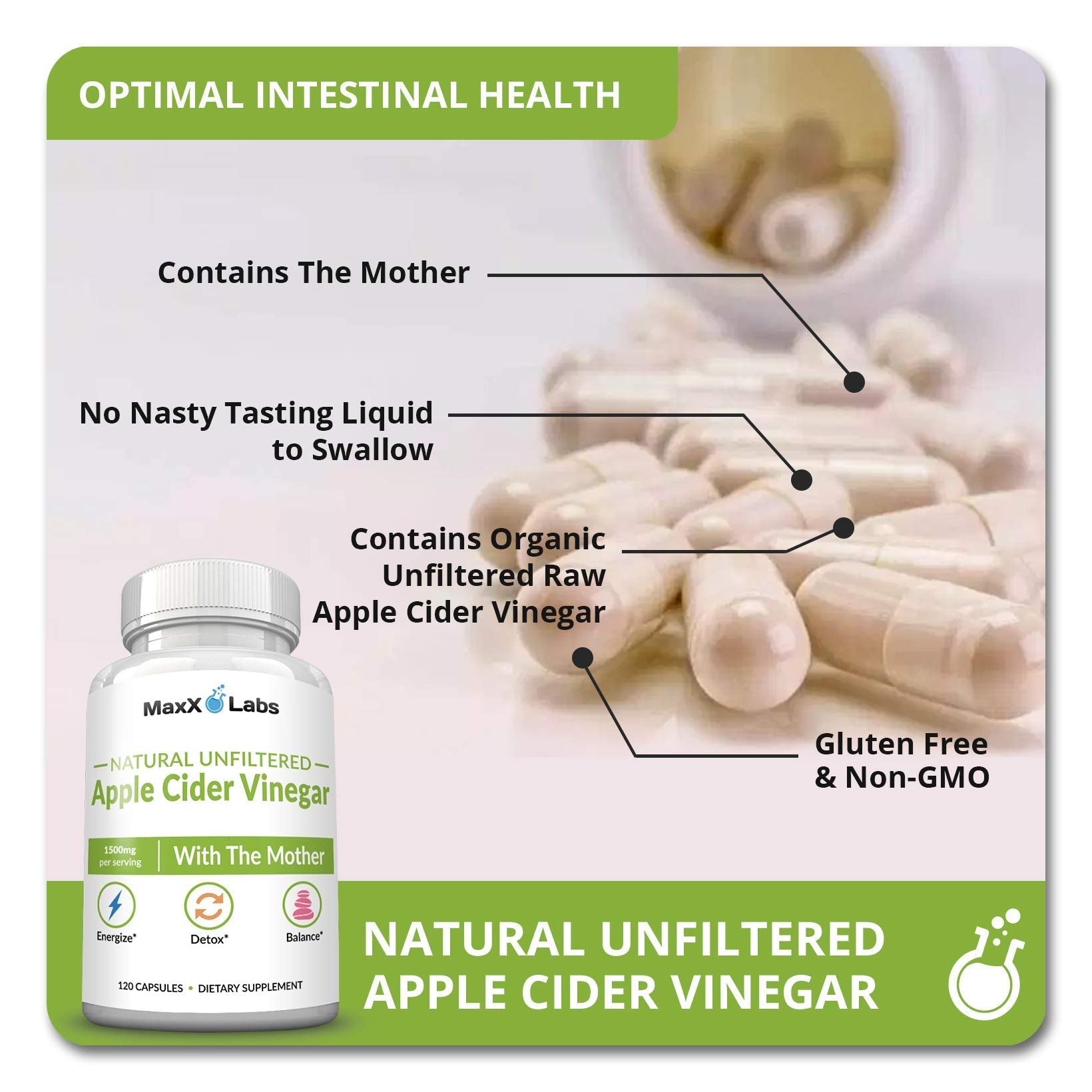 Apple Cider Vinegar Capsules with The Mother - Healthy Keto Diet Supplements MaxX Labs buy supplements canada