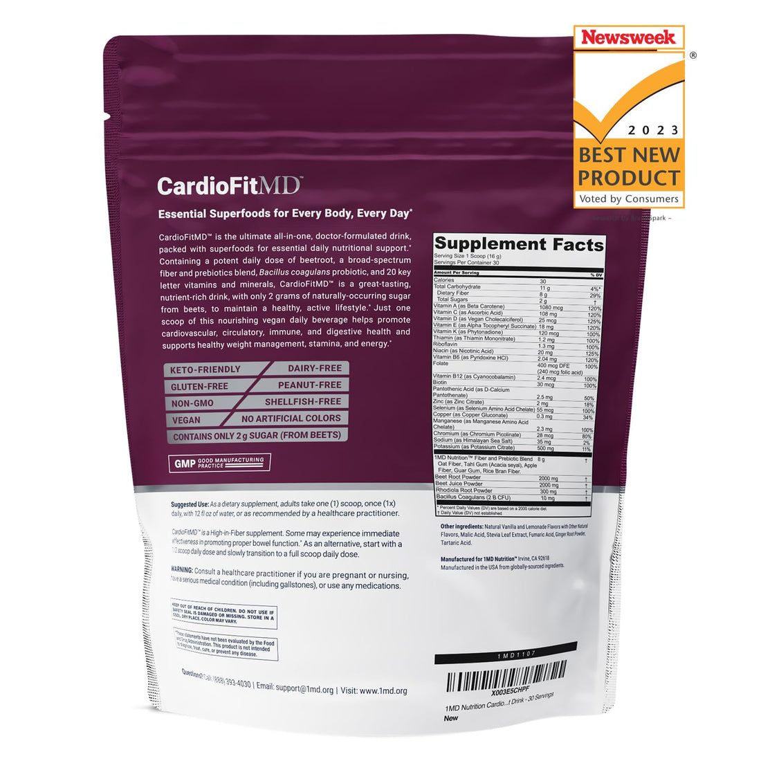 1MD Nutrition CardioFitMD - Vegan Beets Superfood Keto-Friendly Heart Health Powder 1MD Nutrition buy supplements canada