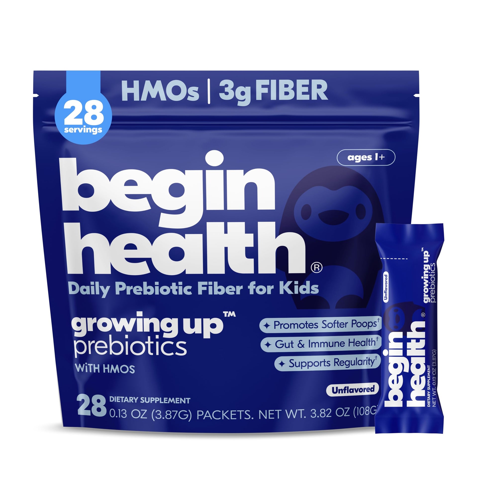 Begin Health Growing Up Prebiotics for Kids 28-Packs | Prebiotic Soluble Powder Stool Softeners and Digestive Gut Health Supplement | Ideal to Mix with Kids Daily Begin Health buy supplements canada