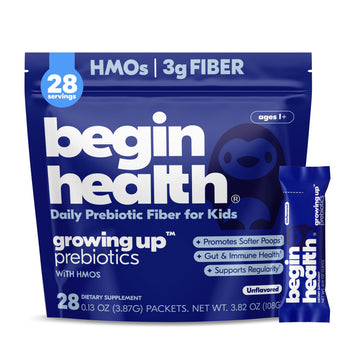 Begin Health Growing Up Prebiotics for Kids 28-Packs | Prebiotic Soluble Powder Stool Softeners and Digestive Gut Health Supplement | Ideal to Mix with Kids Daily Begin Health buy supplements canada