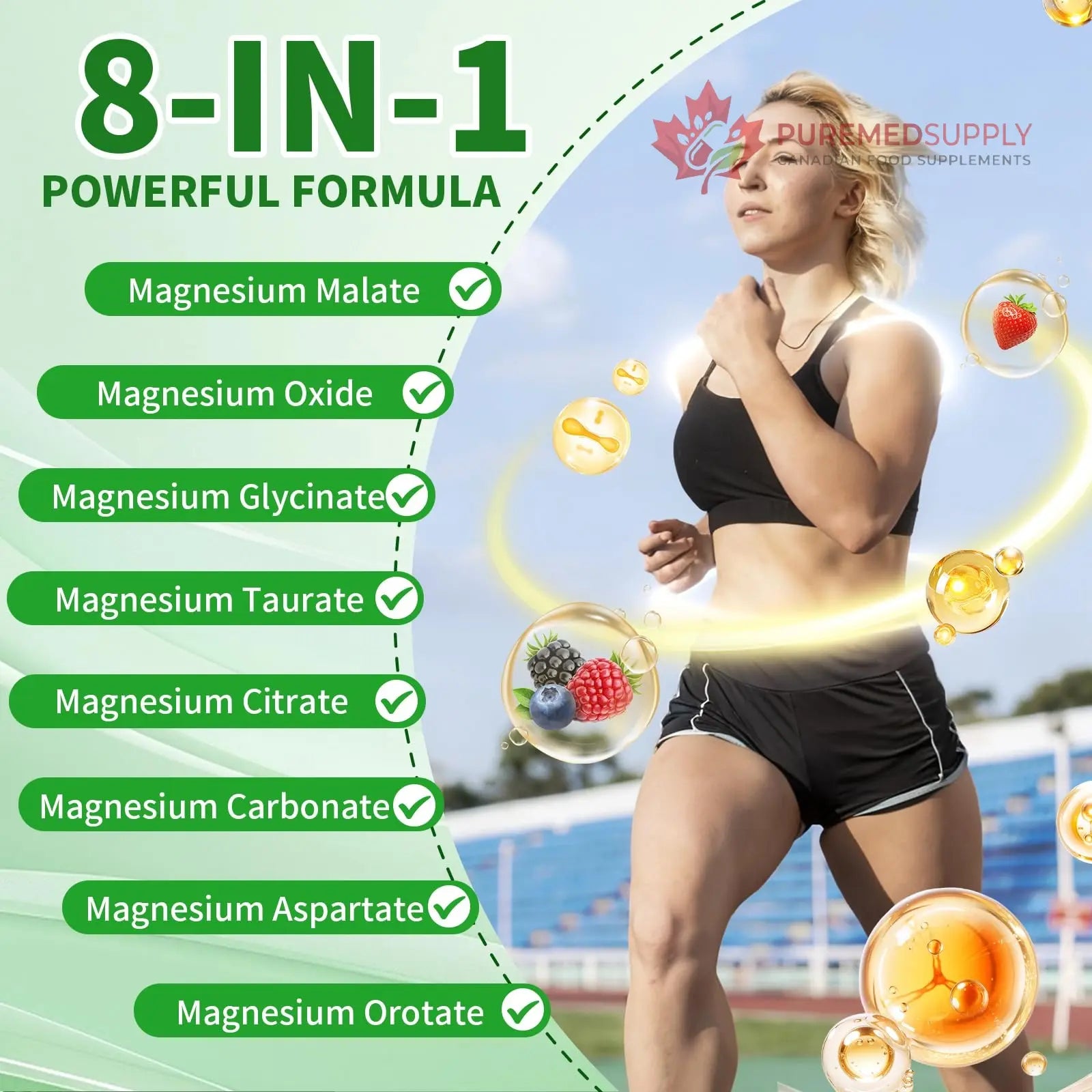 Magnesium Complex Gummies 8 Elemental 1000mg - Magnesium Glycinate, Citrate, Malate, Taurate, Supports Bones, Muscle, Nerve Health, for Women & Men, Vegan Non-GMO, Mixed Flavors, 60 Count YXSW buy supplements canada