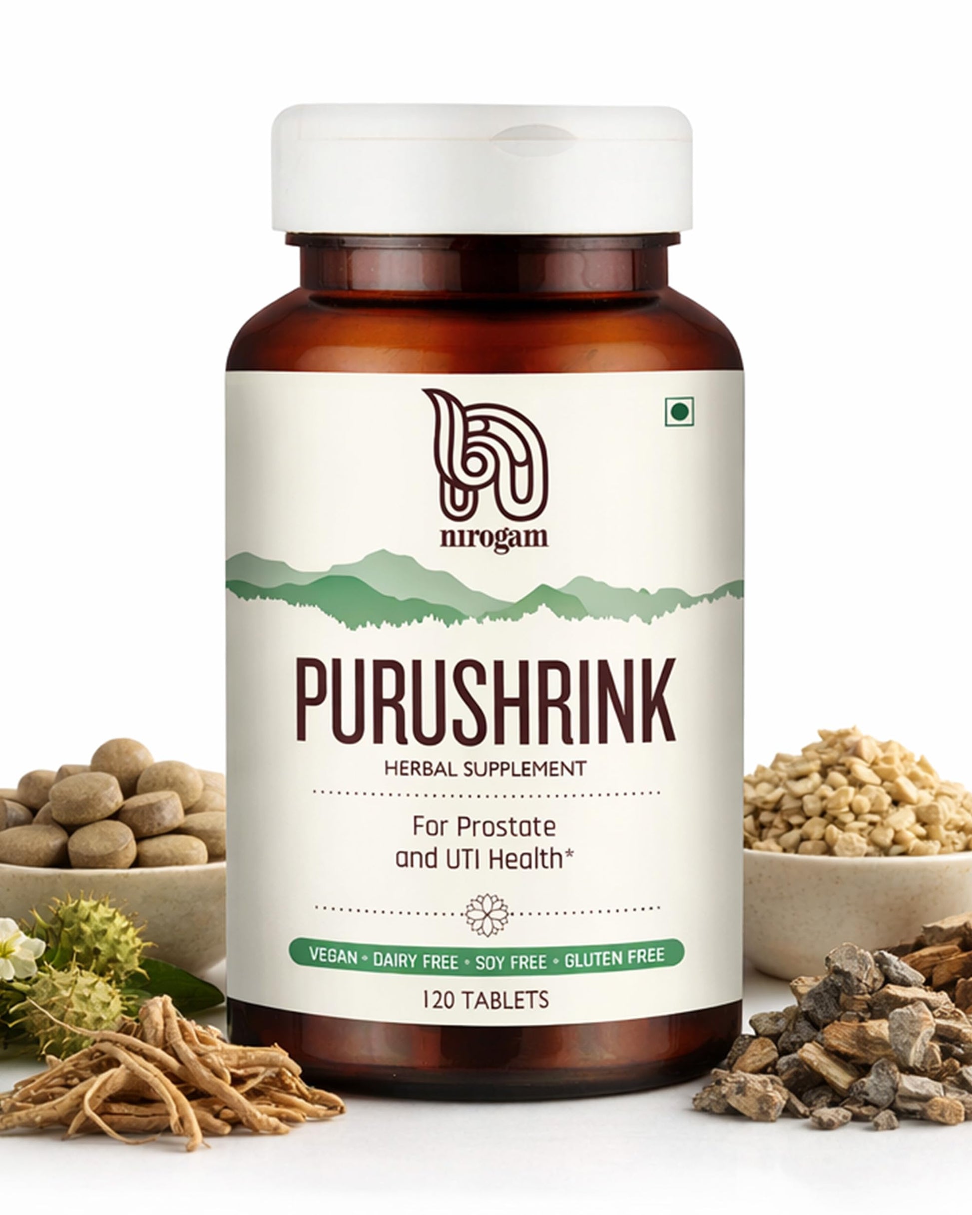 Nirogam Purushrink - BPH Prostate Supplement for Men, Supports Better Sleep & Urinary Health - Natural Ayurvedic Herbal Supplement 120 Tablets - Vegan, Dairy Free, Gluten Free Nirogam buy supplements canada
