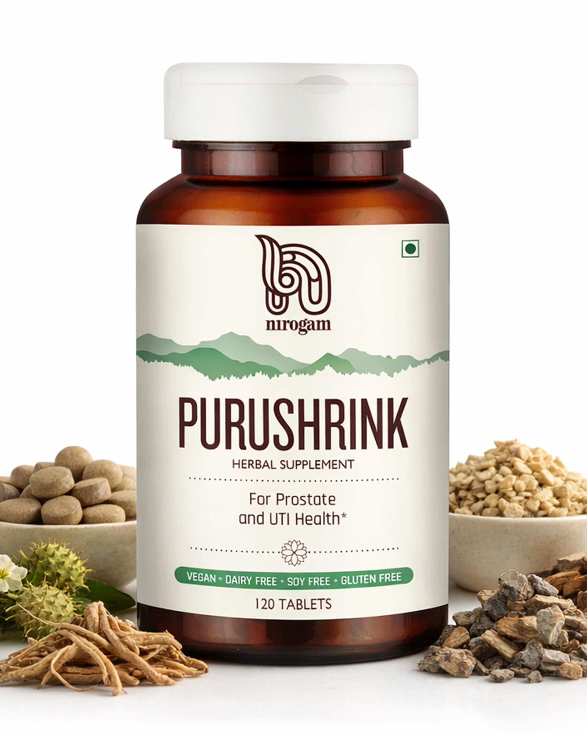 Nirogam Purushrink - BPH Prostate Supplement for Men, Supports Better Sleep & Urinary Health - Natural Ayurvedic Herbal Supplement 120 Tablets - Vegan, Dairy Free, Gluten Free Nirogam buy supplements canada
