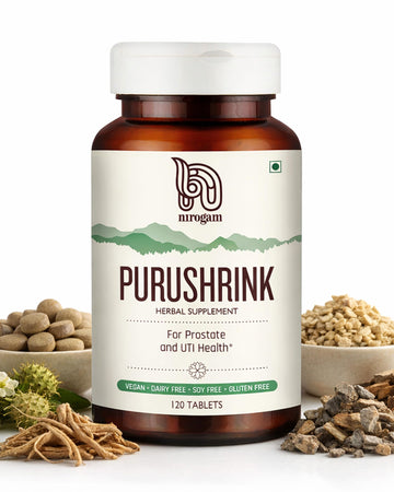 Nirogam Purushrink - BPH Prostate Supplement for Men, Supports Better Sleep & Urinary Health - Natural Ayurvedic Herbal Supplement 120 Tablets - Vegan, Dairy Free, Gluten Free Nirogam buy supplements canada