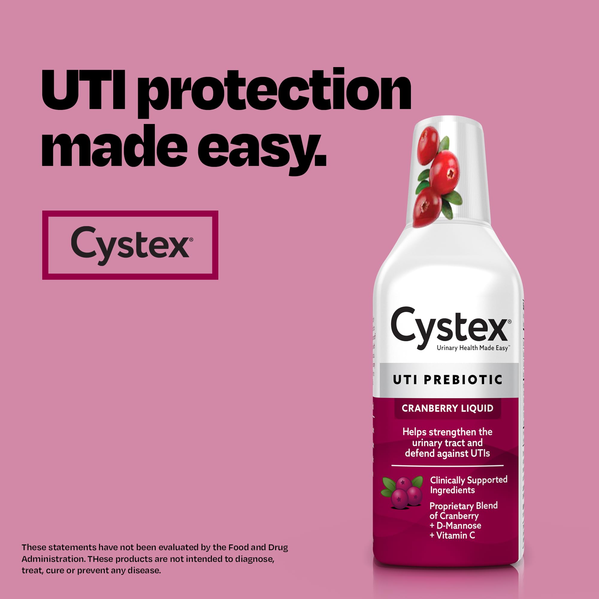 Cystex Urinary Tract Infection Support & Prevention - Cranberry Prebiotic Supplement with D-Mannose & Vitamin C for UTI Protection & Urinary Health Maintenance - 7.6 fl oz (Pack of 2) Cystex buy supplements canada