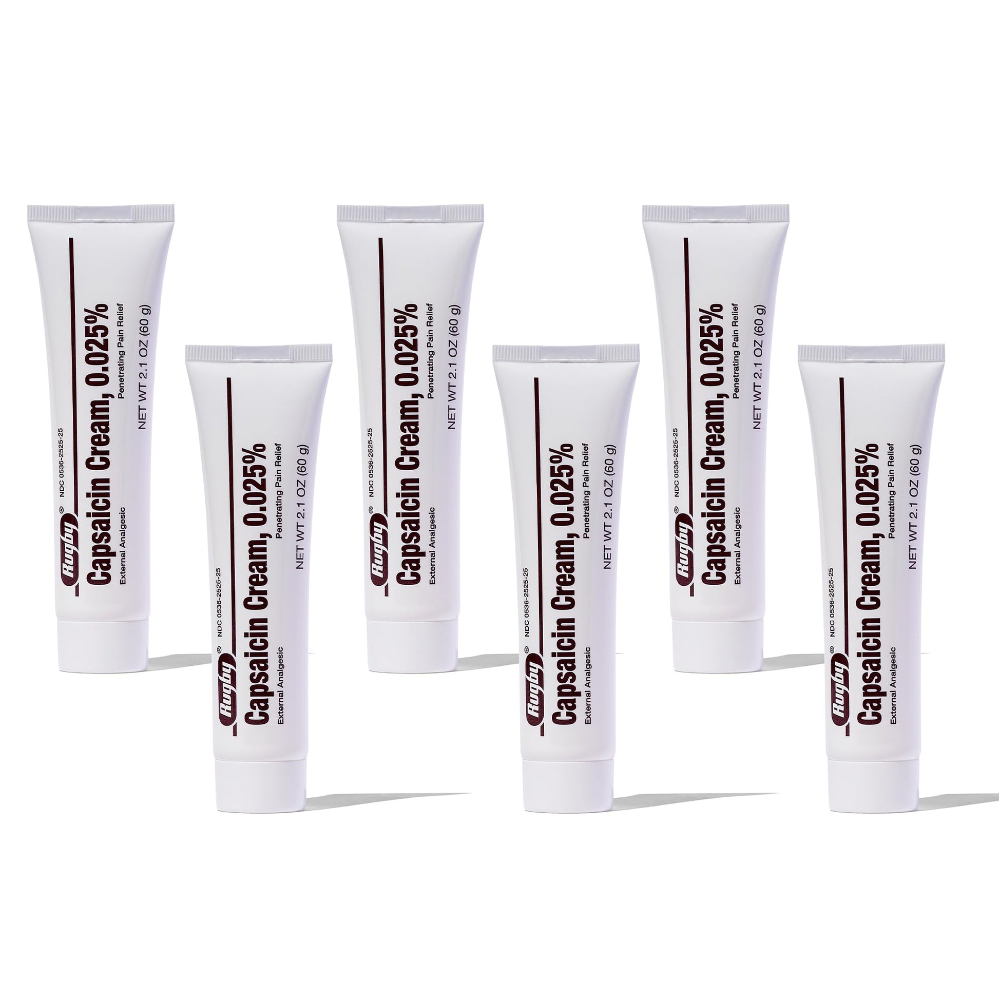 Rugby Capsaicin 0.025% Cream for Penetrating Pain Relief - 2.1 Oz (60g) (6 Pack) RUGBY LABORATORIES buy supplements canada
