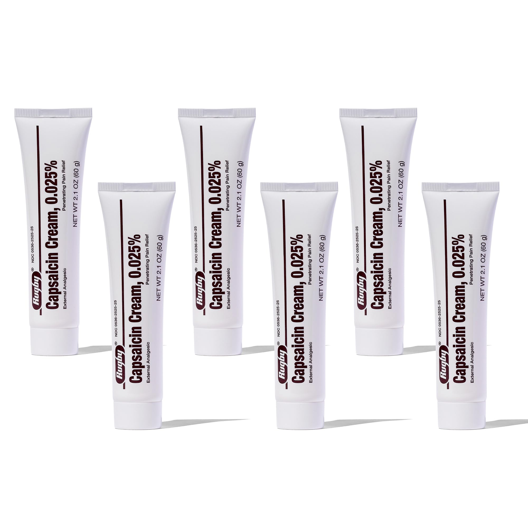 Rugby Capsaicin 0.025% Cream for Penetrating Pain Relief - 2.1 Oz (60g) (6 Pack) RUGBY LABORATORIES buy supplements canada