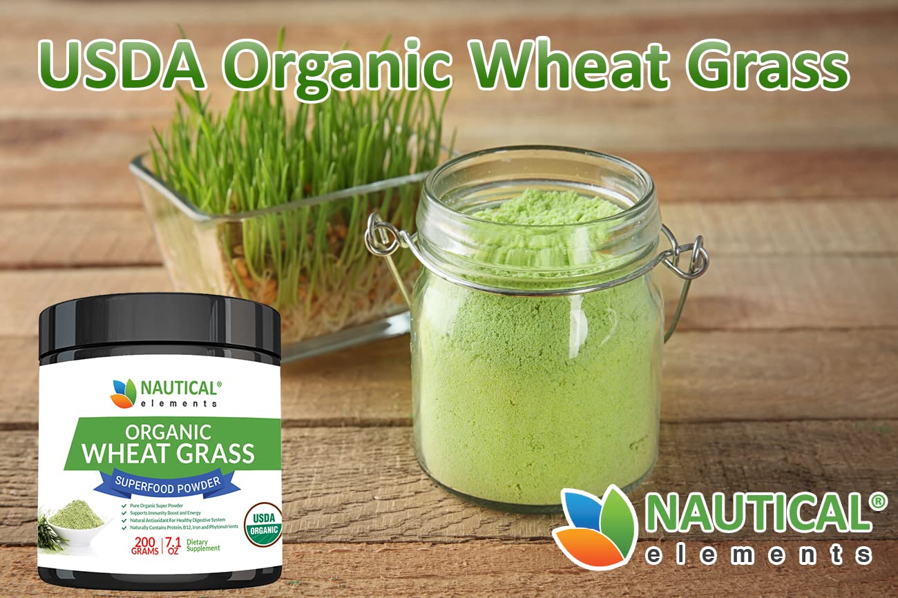 Wheatgrass Powder - USDA Certified Organic Wheat Grass Powder That Is Rich In Essential Amino Acids, Chlorophyll, Antioxidants, Fatty Acids, Minerals & Vitamins - US Grown - Vegan & Non-GMO Superfoods Nautical Elements buy supplements canada