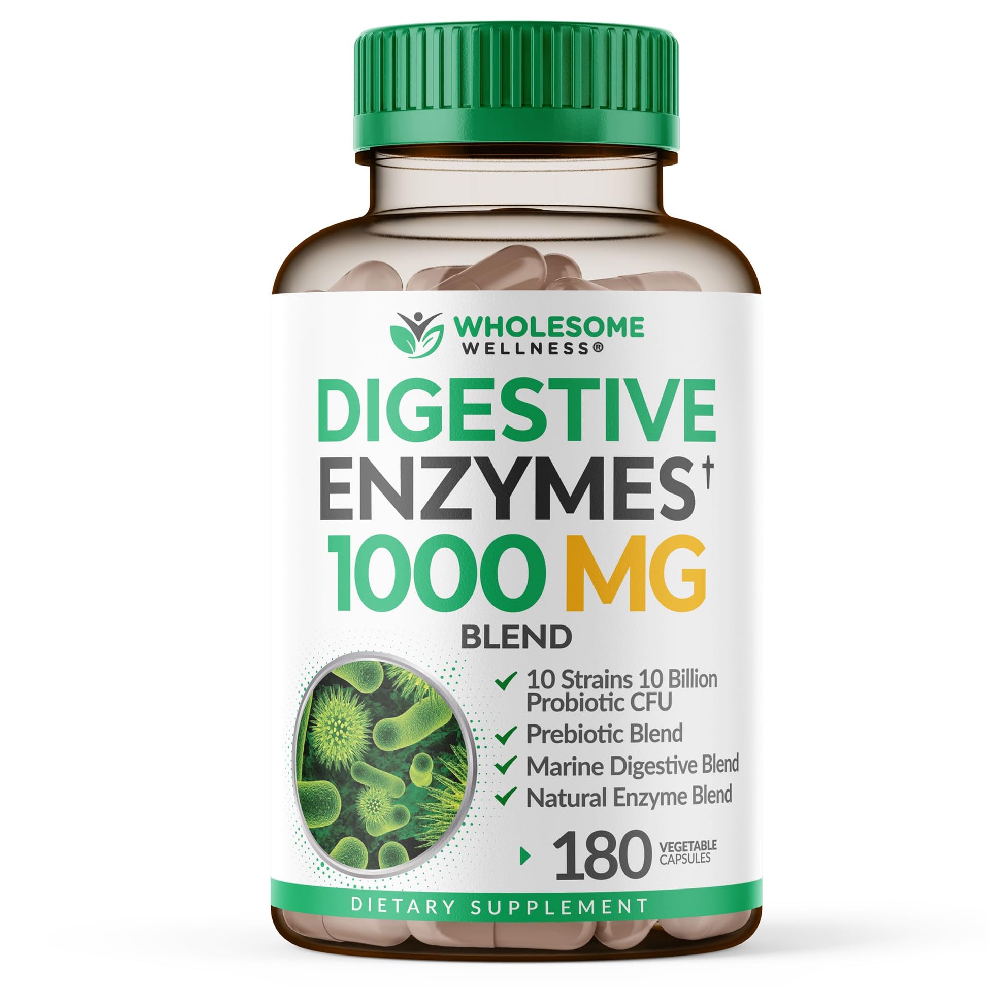 Wholesome Wellness Digestive Enzymes 1000MG Plus Prebiotics & Probiotics Supplement, 180 Capsules, Organic Plant-Based Vegan Formula for Digestion Wholesome Wellness buy supplements canada