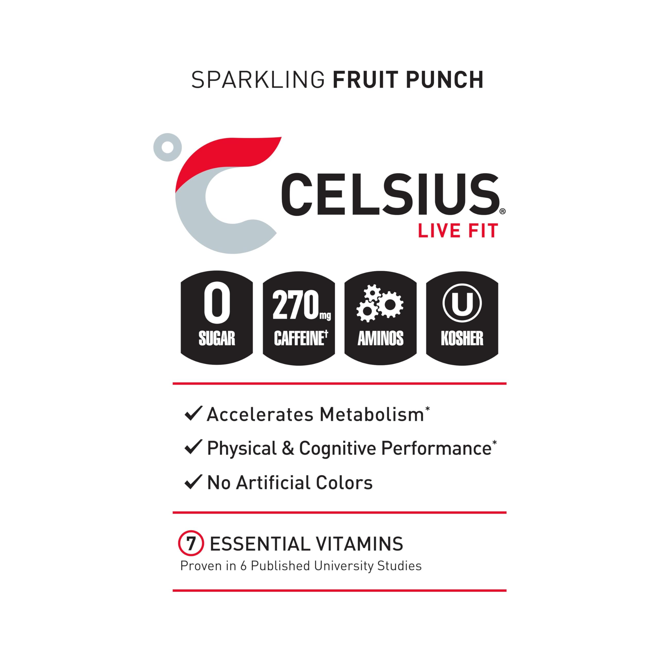 CELSIUS ESSENTIALS, Sparkling Fruit Burst, Performance Energy Drink 16 Fl Oz (Pack of 12) CELSIUS buy supplements canada