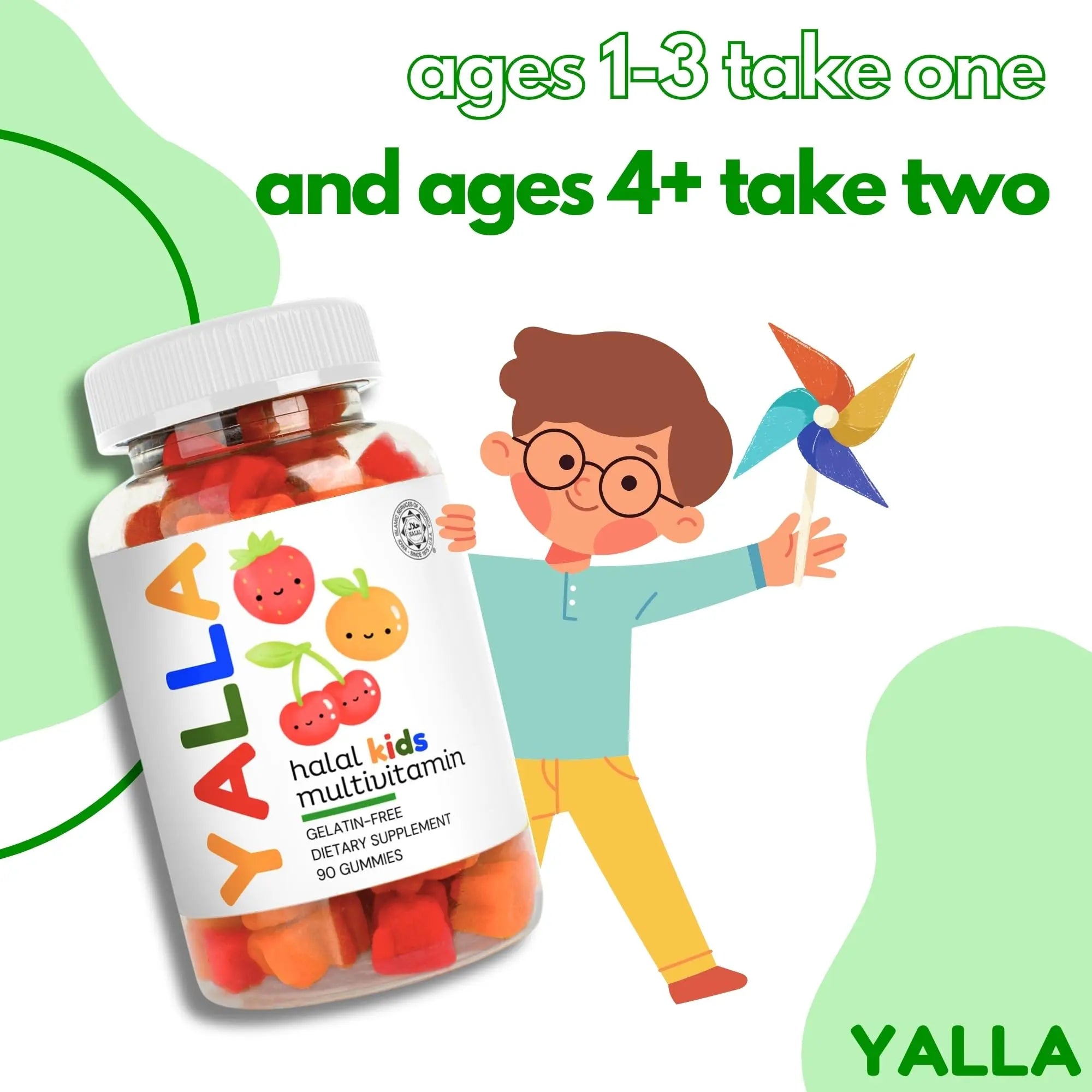 YALLA Halal Vitamins for Kids, Halal Kids Multivitamin Gummies, 45-90 Day Supply, Essential Vitamins with C, D3 YALLA buy supplements canada
