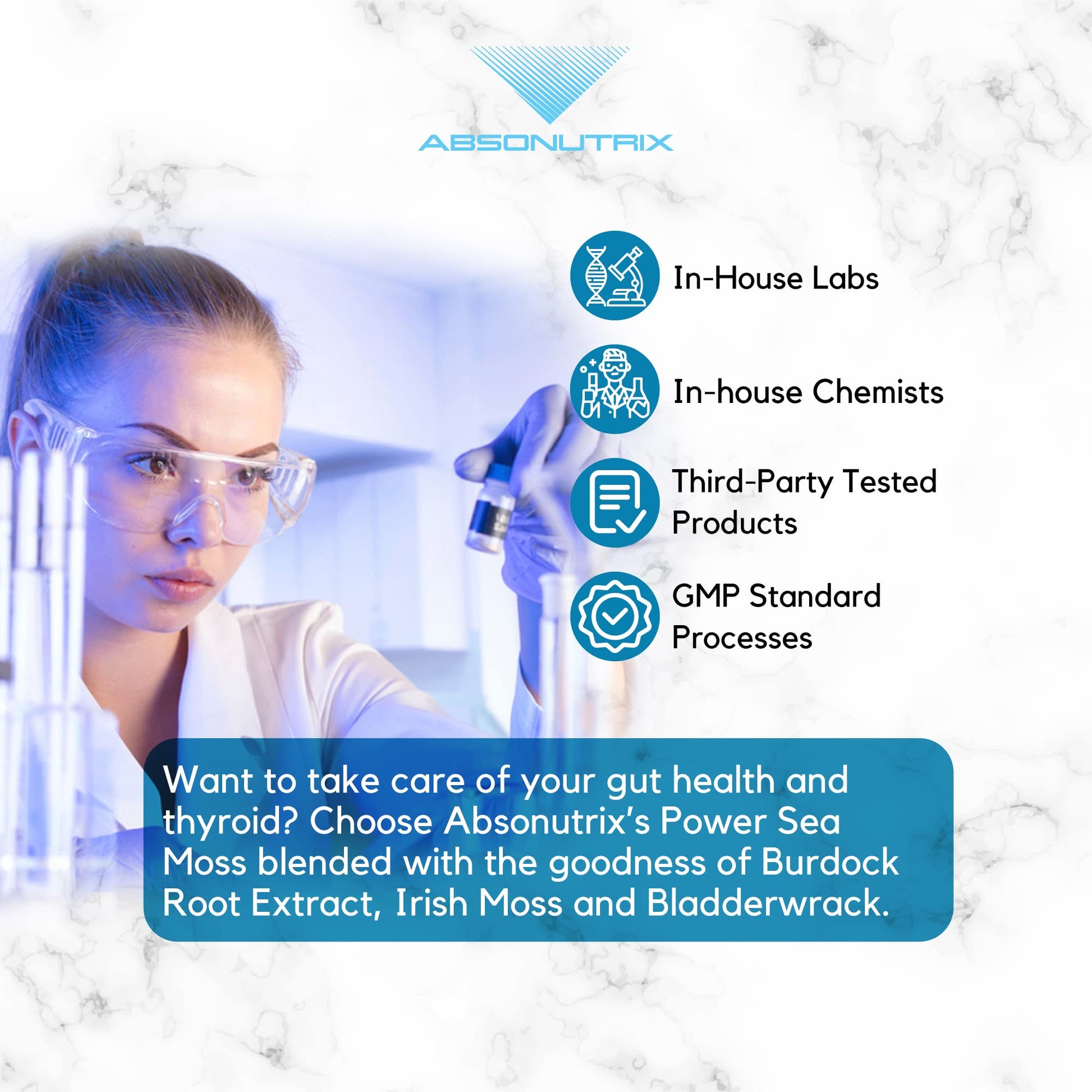 Absonutrix Power Sea Moss with Blend Burdock Root Extract 593mg, 4 Oz Liquid, 200 Servings, Made in USA, Quick Absorption, Quality Potent Ingredients, Third-Party Tested, Non-GMO Absonutrix buy supplements canada