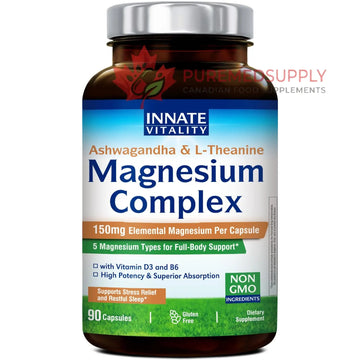 Innate Vitality Magnesium Complex, Magnesium Glycinate Citrate Malate Taurate with Ashwagandha L-Theanine Vitamin D3 & B6, High Absorption, Full Spectrum, Bones Stress Sleep Support, 90 caps Innate Vitality buy supplements canada