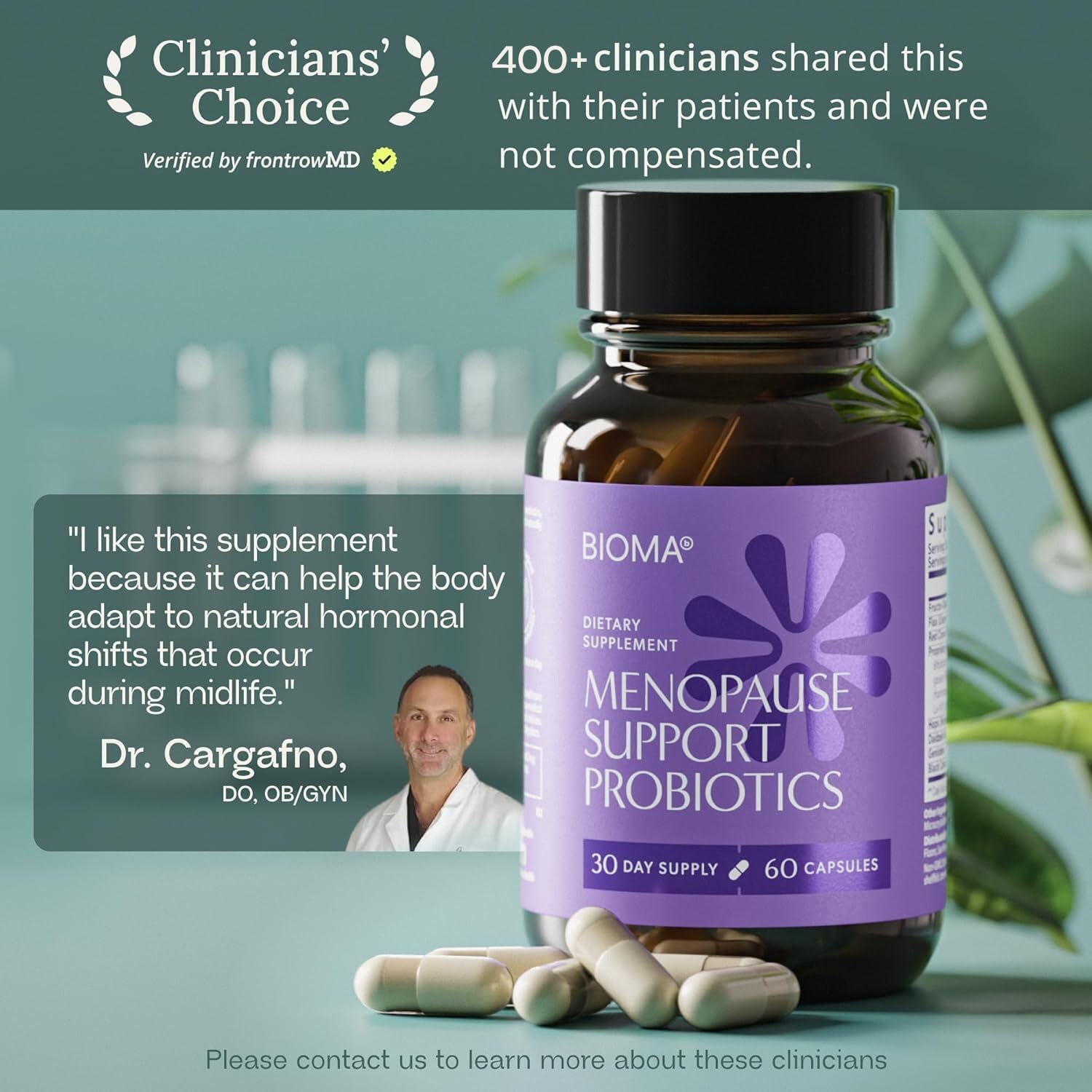 BIOMA Menopause Support Probiotics for Women - Hormone Free Hot Flash & Night Sweat Relief - Gut-Hormone Balance with Phytoestrogens, BB536, Delayed Release (60 Capsules - 30 Day Supply) BIOMA buy supplements canada