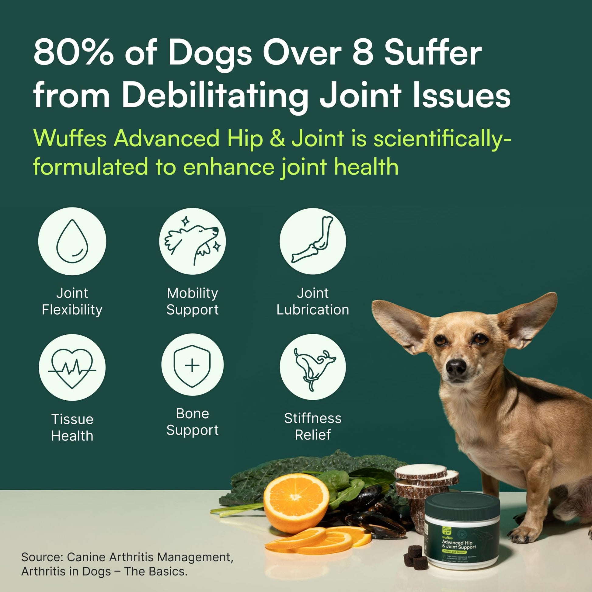 Wuffes Chewable Dog Hip & Joint Supplement - Glucosamine & Chondroitin Chews - Dog Joint Supplements & Vitamins - Extended Joint Care (Small&Medium Breeds (0-65 lbs), 180 Chews (Pack of 3)) Wuffes buy supplements canada