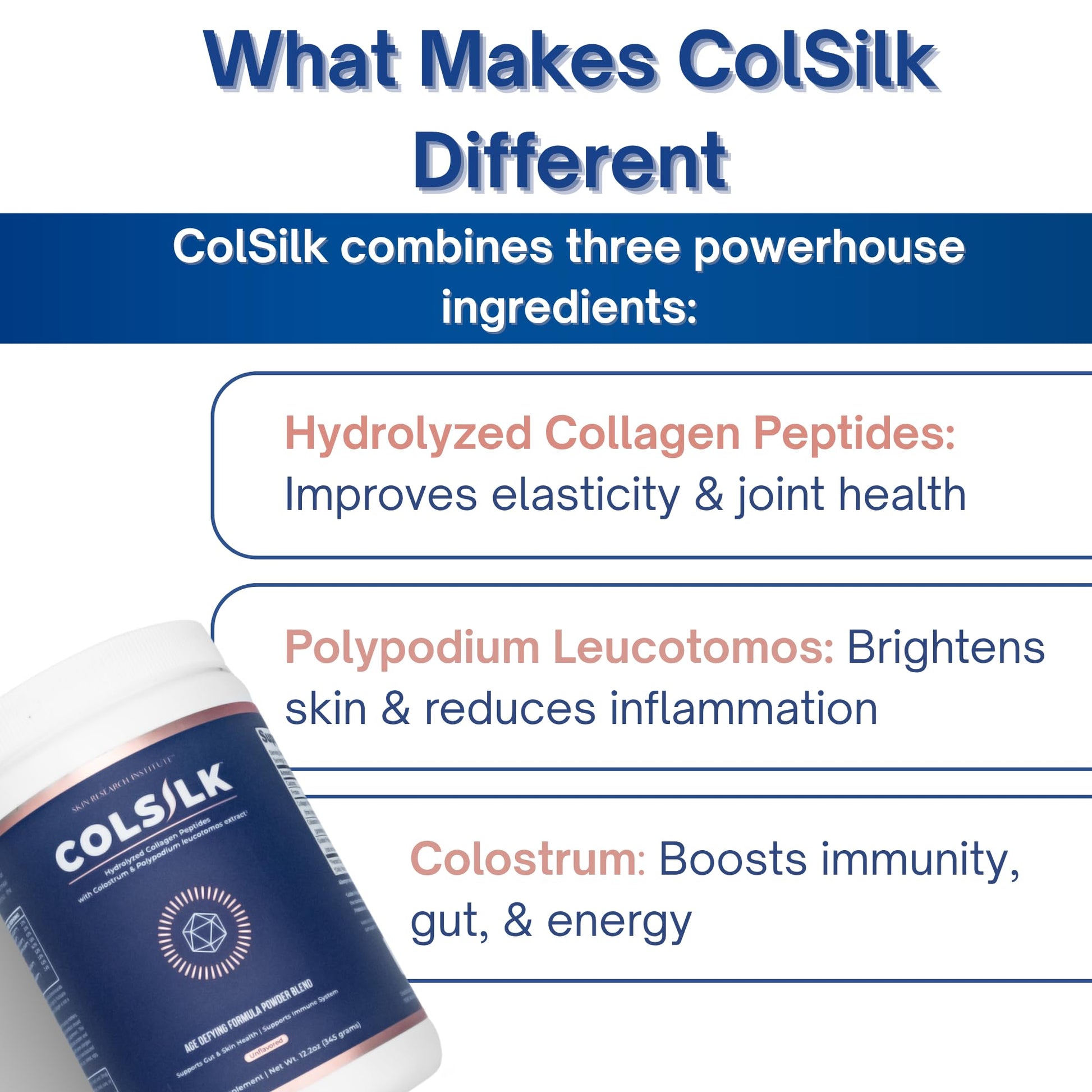 SRILabs ColSilk Unflavored Hydrolyzed Collagen Powder with Colostrum and Polypodium - Skin, Hair, Nails, Gut Health and Joint Support - One Scoop Daily | 1 Month Supply Skin Research Institute buy supplements canada
