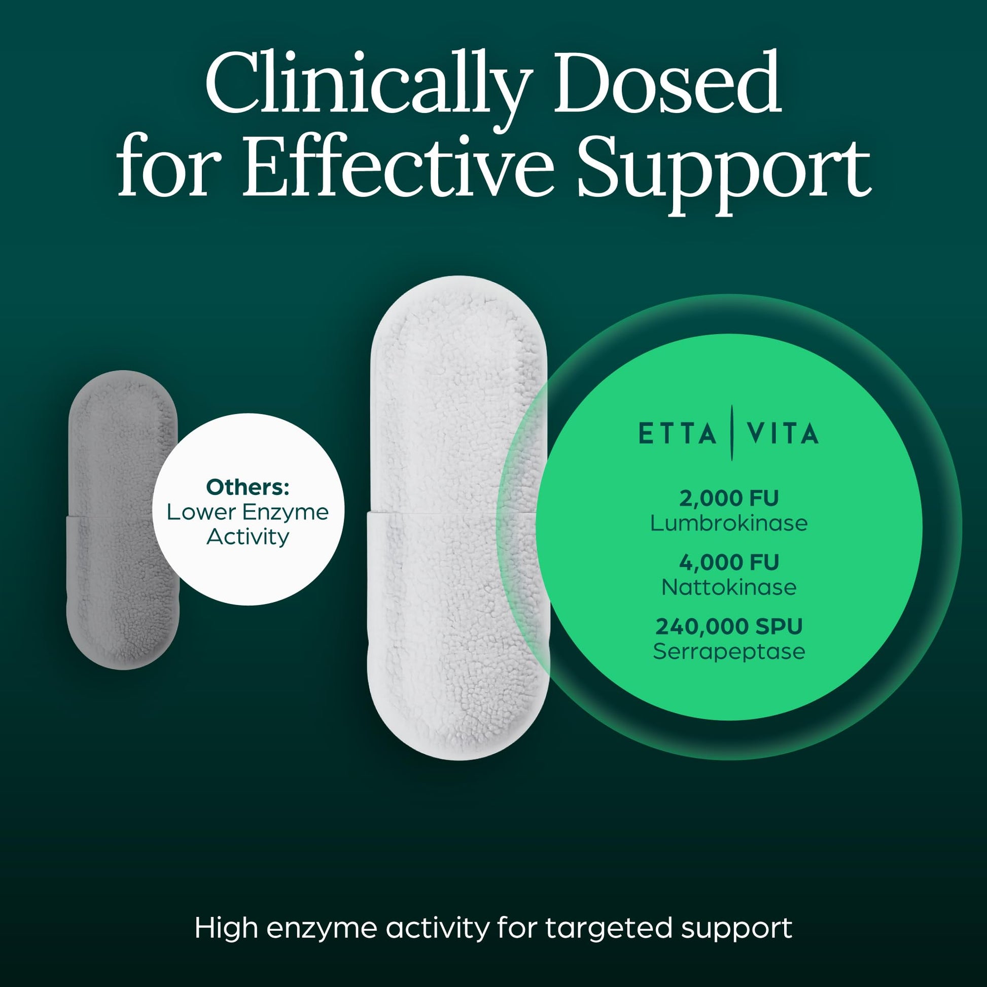 Potent Nattokinase 4000 FU Serrapeptase 240000 SPU Lumbrokinase 2000 FU Supplement - Proteolytic Enzymes Capsules for Energy Support, Digestion, Detox, Cognition & Gut Health for Men & Women Etta Vita buy supplements canada