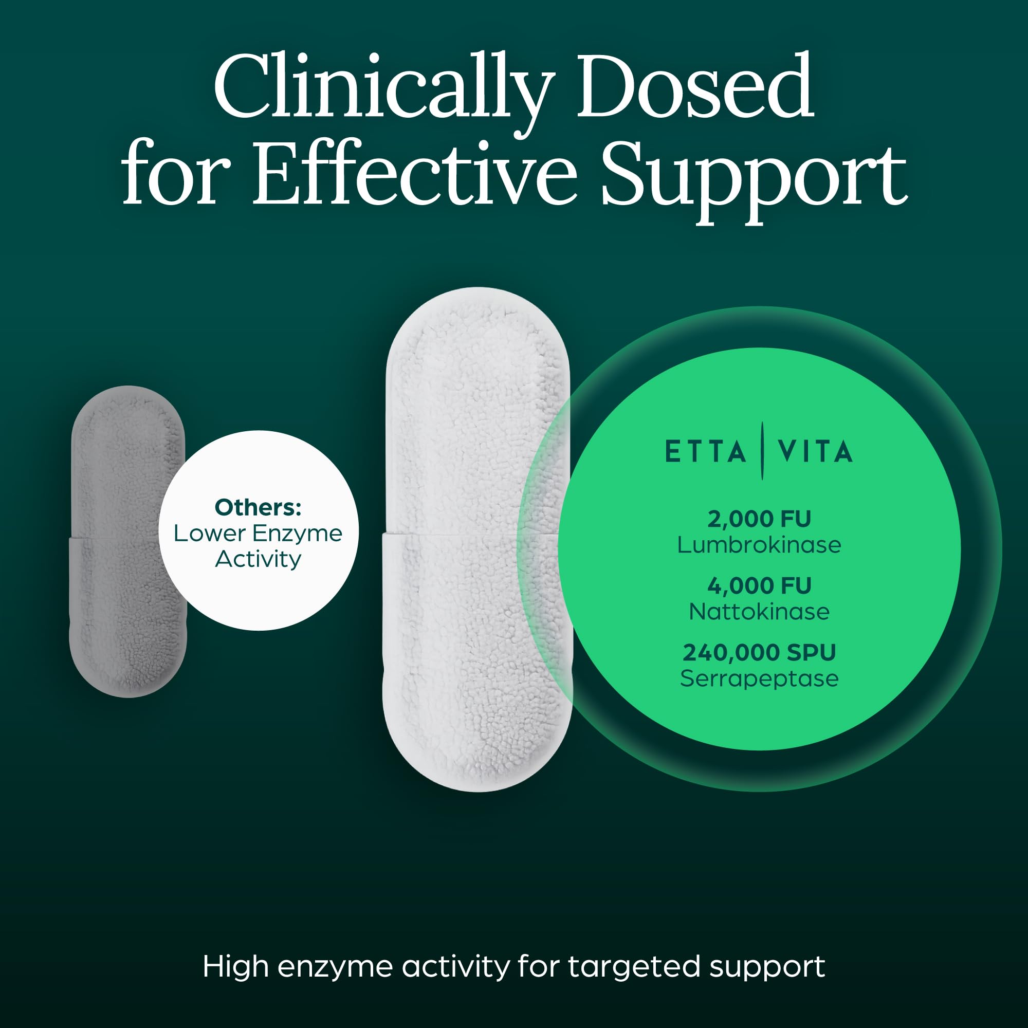 Potent Nattokinase 4000 FU Serrapeptase 240000 SPU Lumbrokinase 2000 FU Supplement - Proteolytic Enzymes Capsules for Energy Support, Digestion, Detox, Cognition & Gut Health for Men & Women Etta Vita buy supplements canada