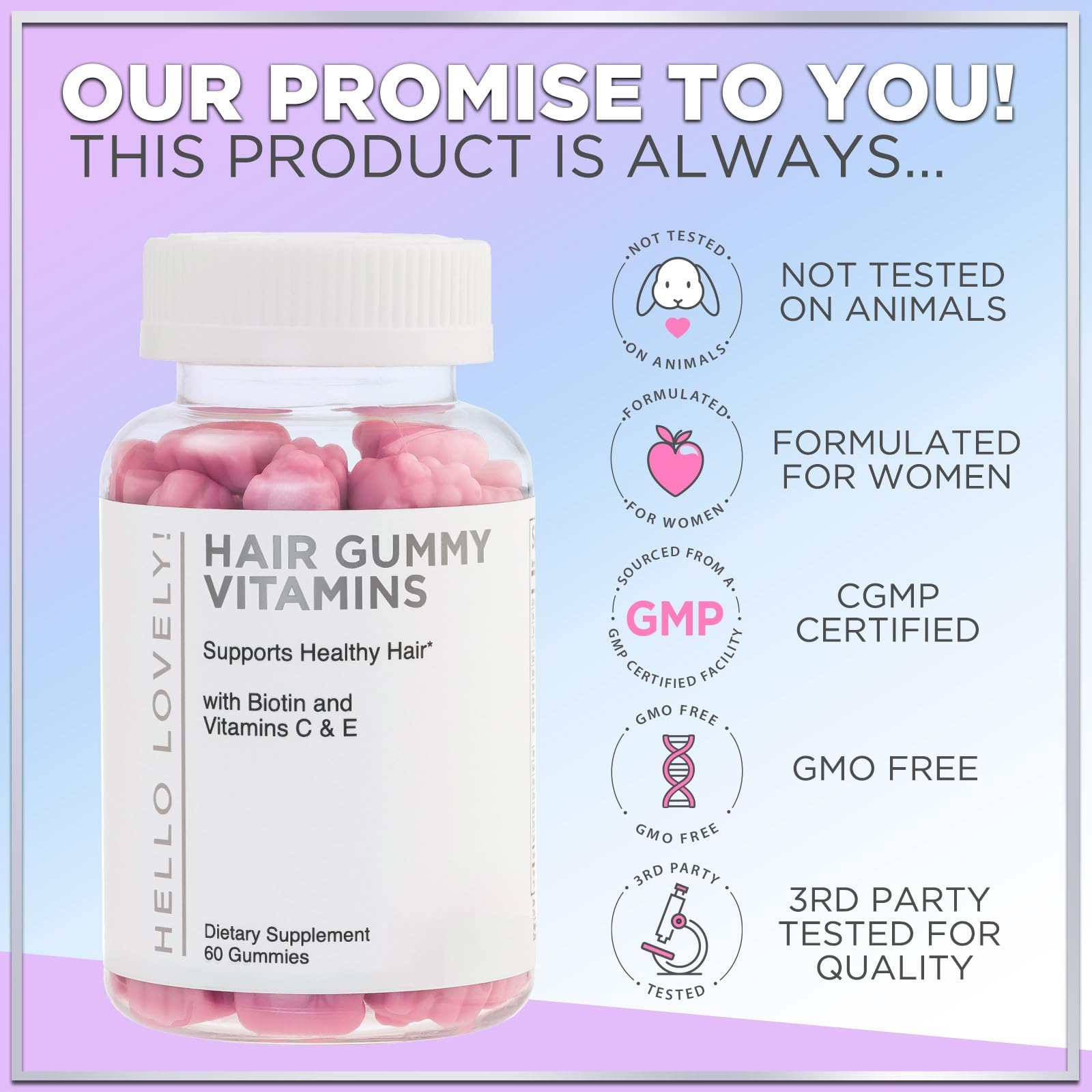 Hello Lovely! Hair Vitamins Gummies with Biotin 5000 mcg Vitamin E & C Support Hair Growt Hello Lovely! buy supplements canada
