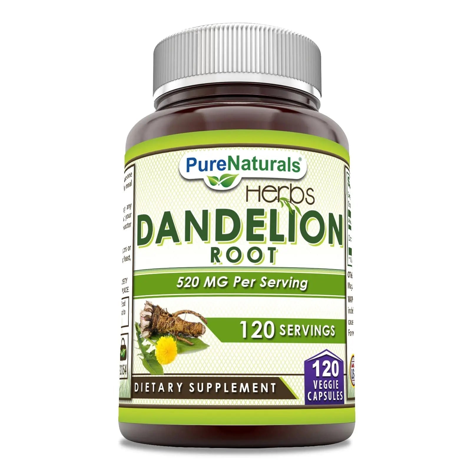 Pure Naturals Dandelion Root 520 mg Per Serving 120 Veggie Capsules Supplement | Non-GMO | Gluten Free | Made in USA Pure Naturals buy supplements canada