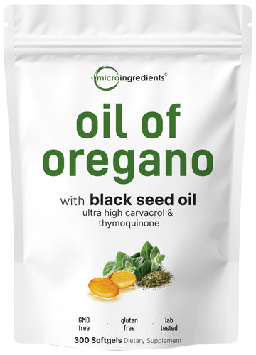 Micro Ingredients Oil of Oregano Softgels, 300 Count | 2 in 1 Formulated | 4X Strength Carvacrol & Thymoquinone | Plant Based, Non-GMO Micro Ingredients buy supplements canada