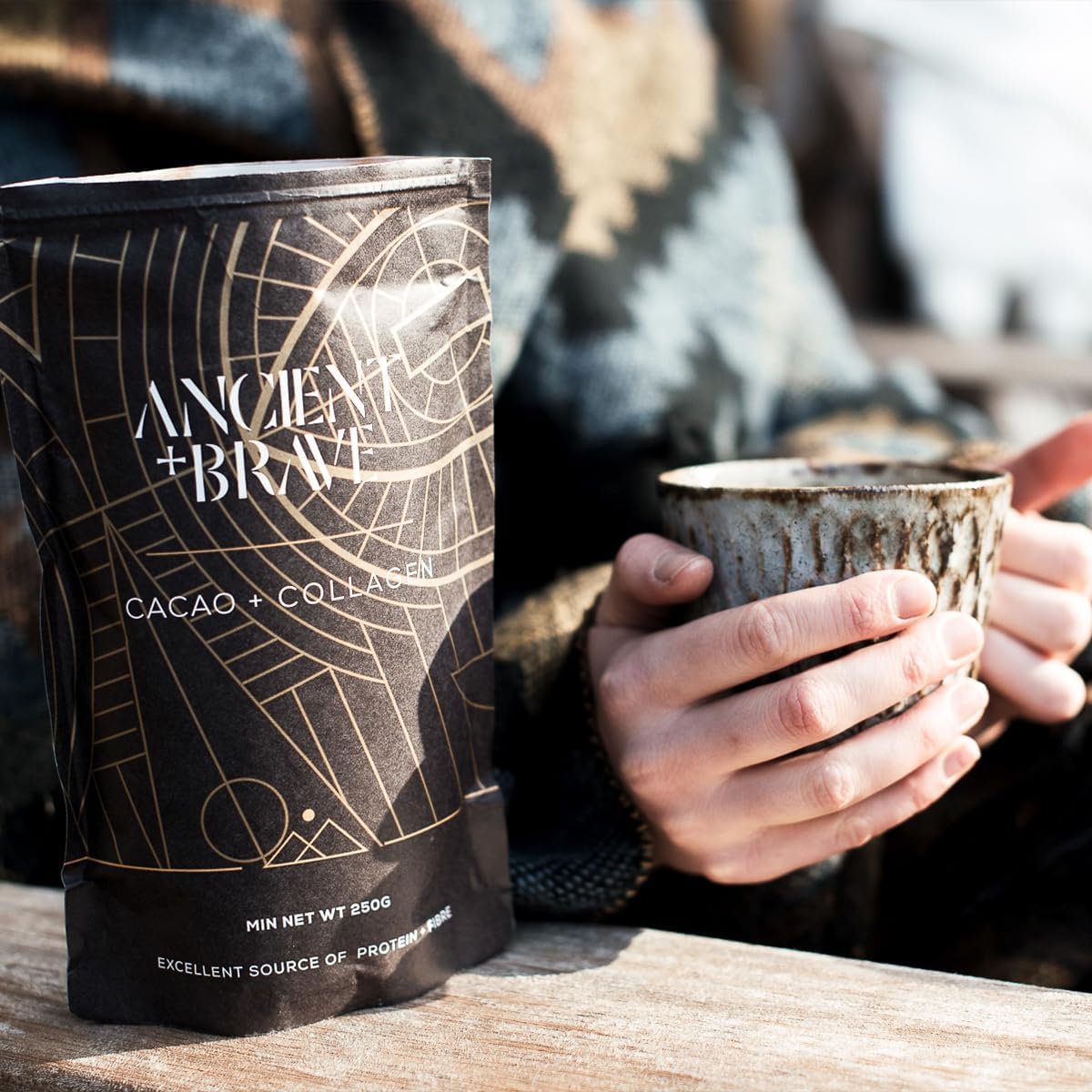 Ancient + Brave - Cacao + Collagen Powder 250g - Peruvian Raw Cacao Hot Chocolate with Grass Ancient + Brave buy supplements canada