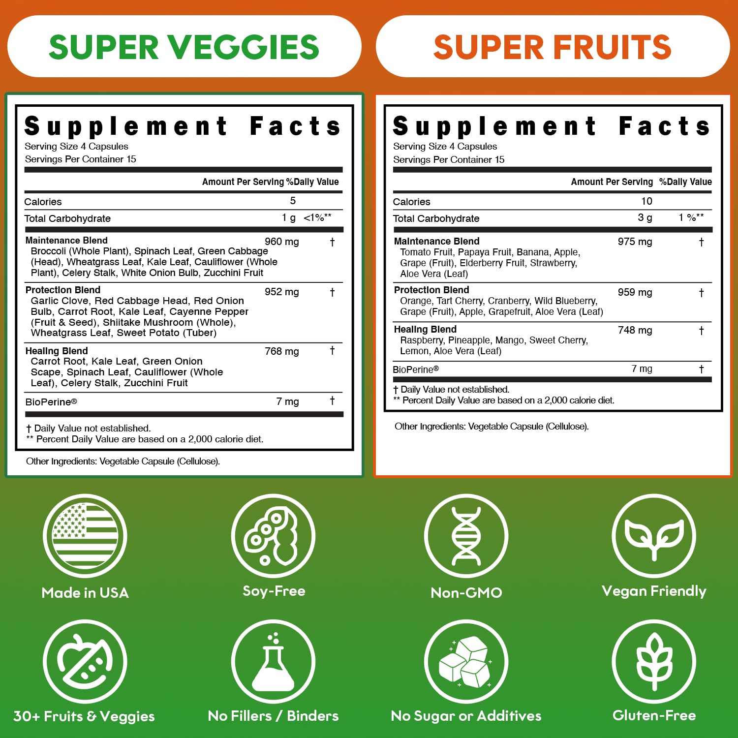 Fruits and Veggies Supplement (60 Day Supply) Powerfull Blend of 39 Whole Fruits and Veggies, Fills Nutritional Gaps, Get Energy, Well-being. USA Made Non-GMO/Vegan/Gluten Free. Packaging May Vary ROOTIE buy supplements canada