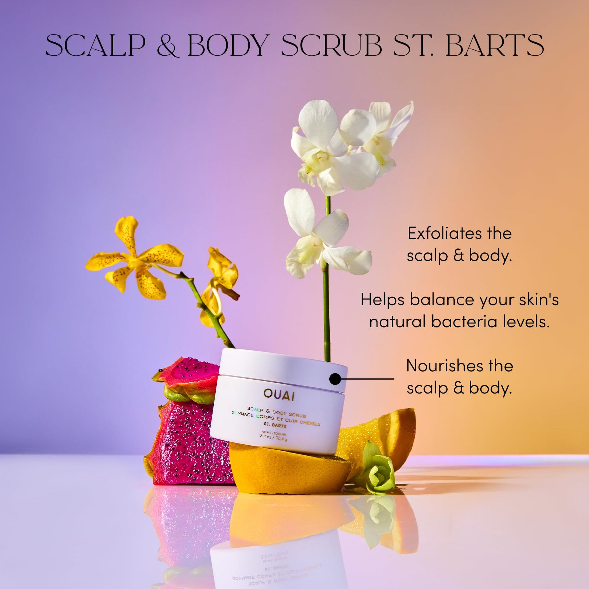 OUAI Scalp & Body Scrub, St. Barts Travel Size - Exfoliating Body Scrub with Sugar & Coconut Oil Blend for Smooth, Moisturized Skin - Gentle Scalp Exfoliator for Removing Product Build Up (3.4 oz) OUAI buy supplements canada